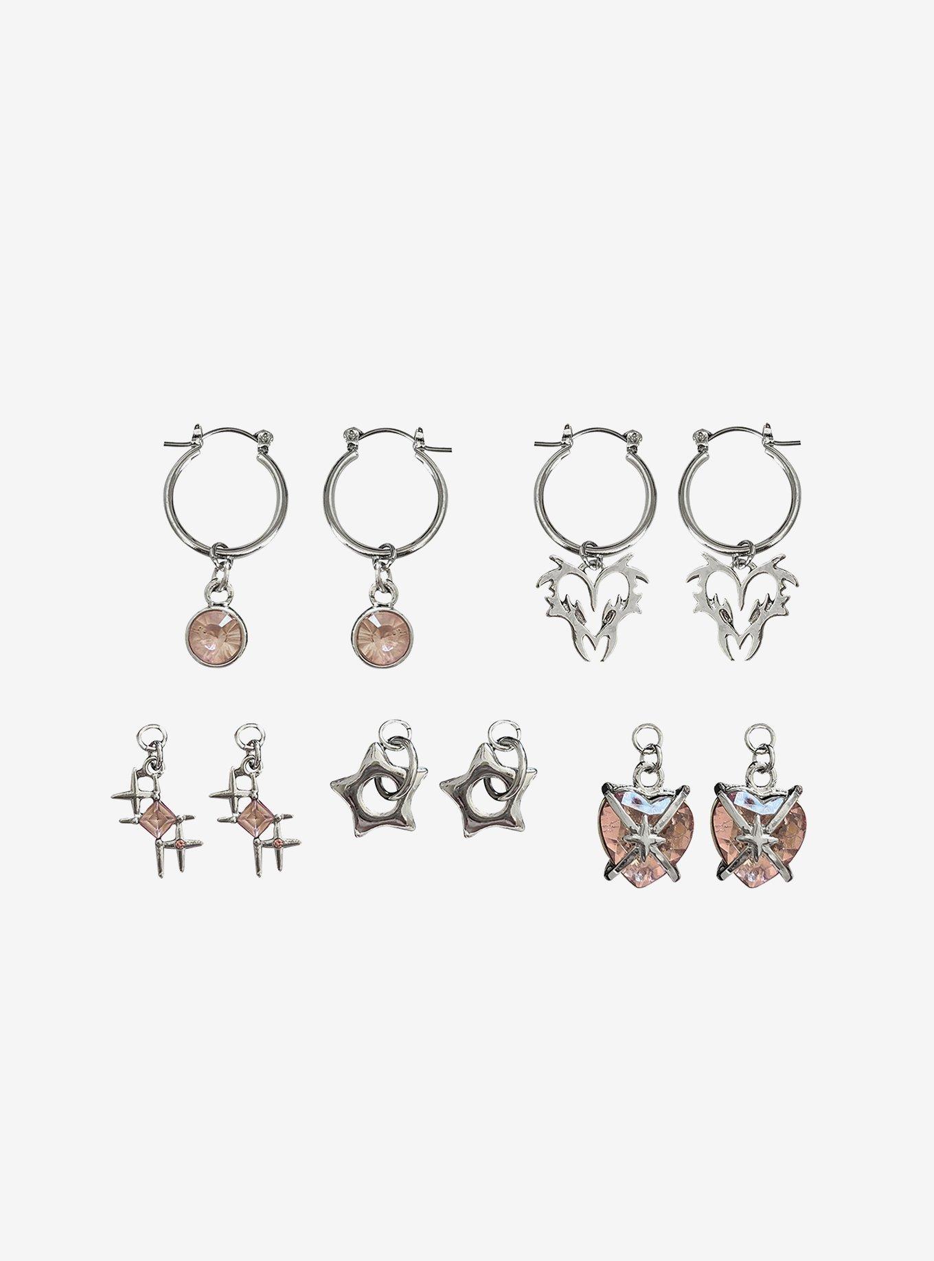 Social Collision Cyber Heart & Star Interchangeable Earring Set, , hi-res