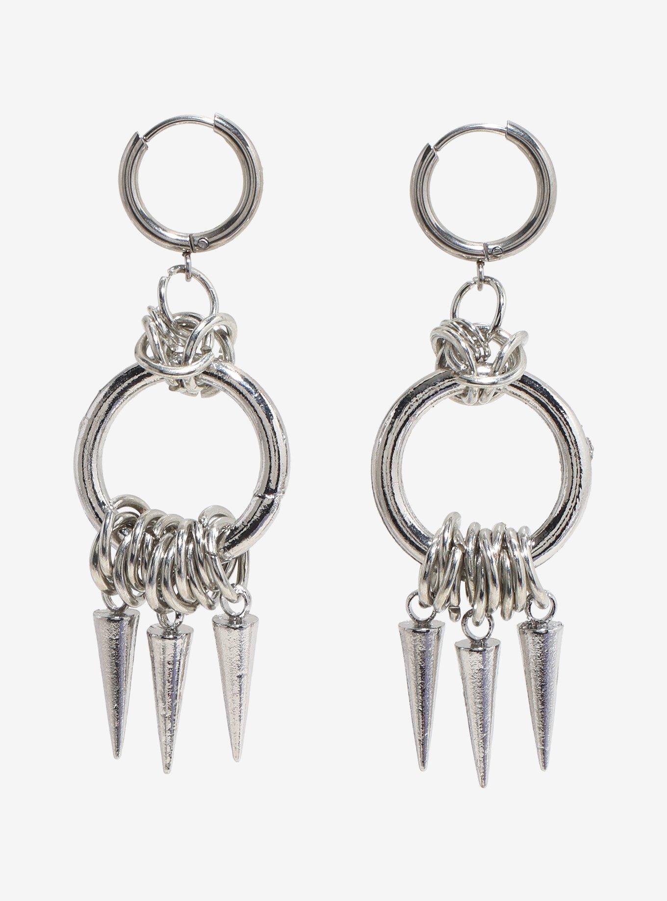 Social Collision Spik Circle Chainmail Huggie Hoops, , hi-res