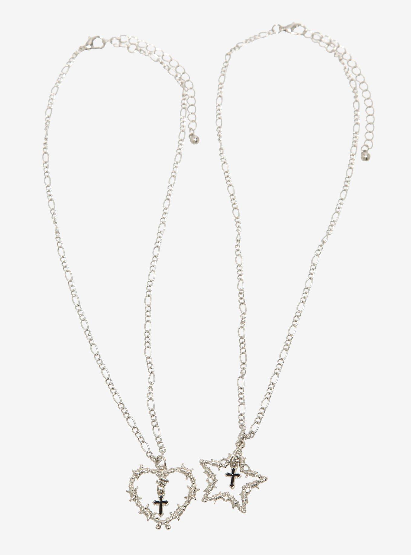 Social Collision Barbed Wire Heart & Star Best Friend Necklace Set, , hi-res