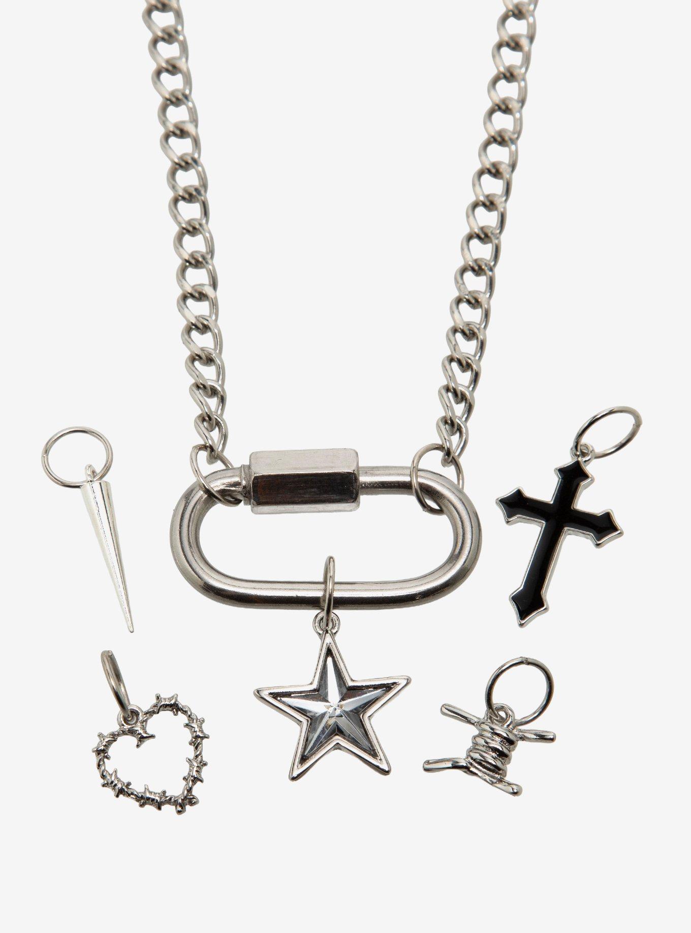Social Collision Carabiner Interchangeable Charm Necklace Set, , alternate