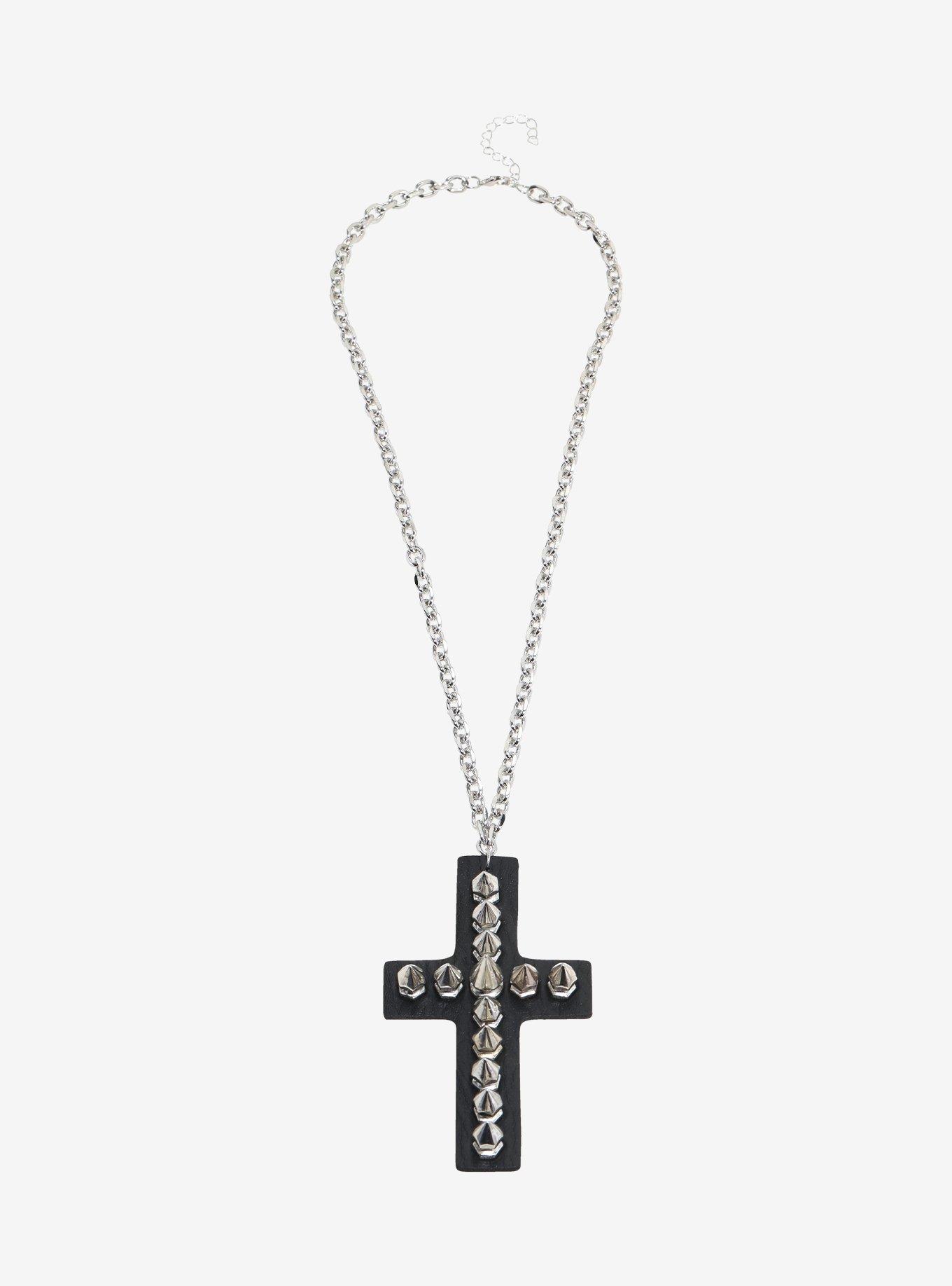 Social Collision Spike Cross Necklace, , hi-res