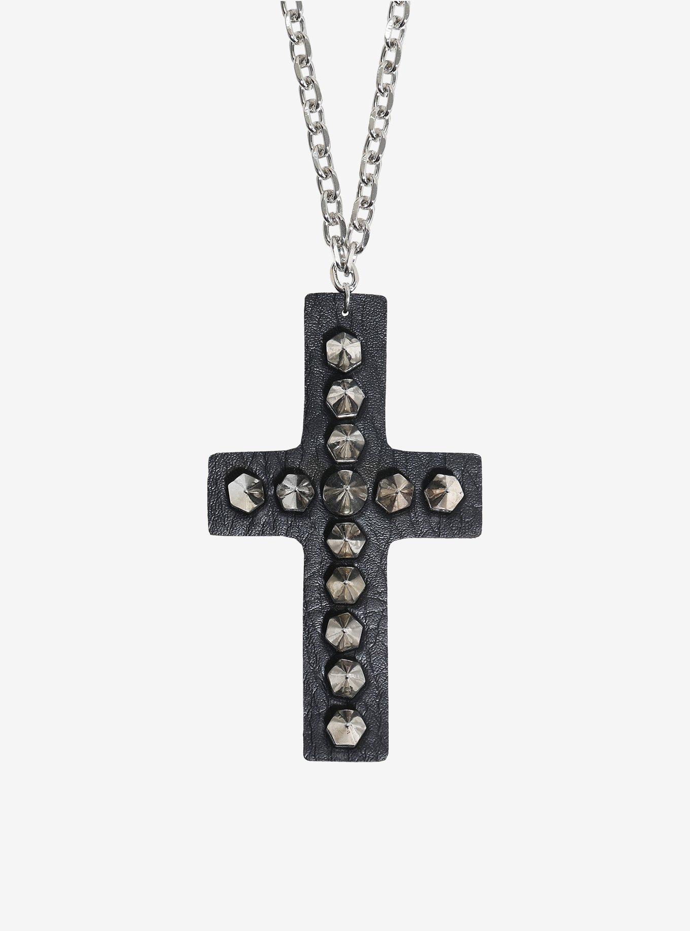 Social Collision Spike Cross Necklace, , alternate