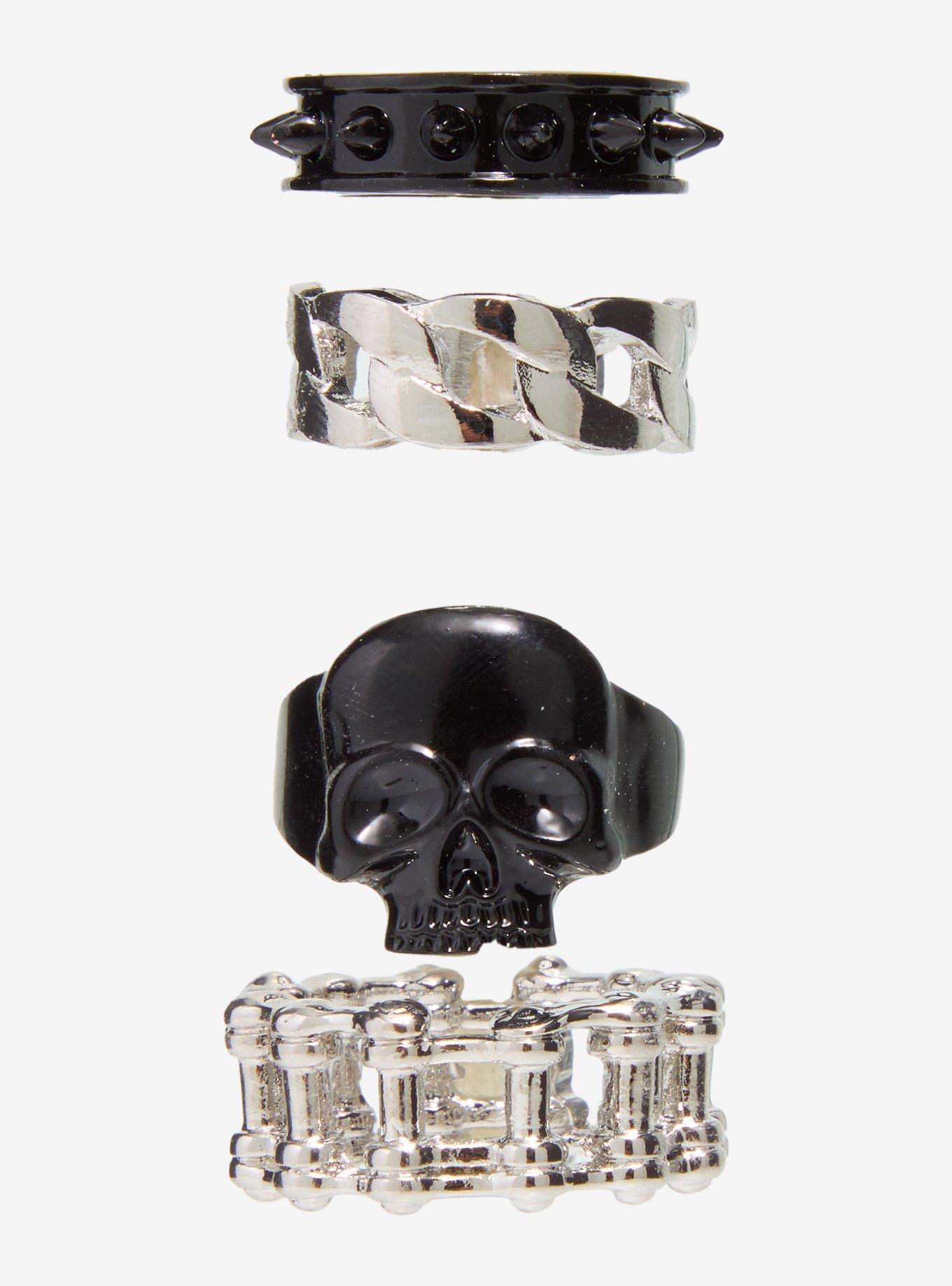 Social Collision Skull Spike Guys Ring Set, , hi-res
