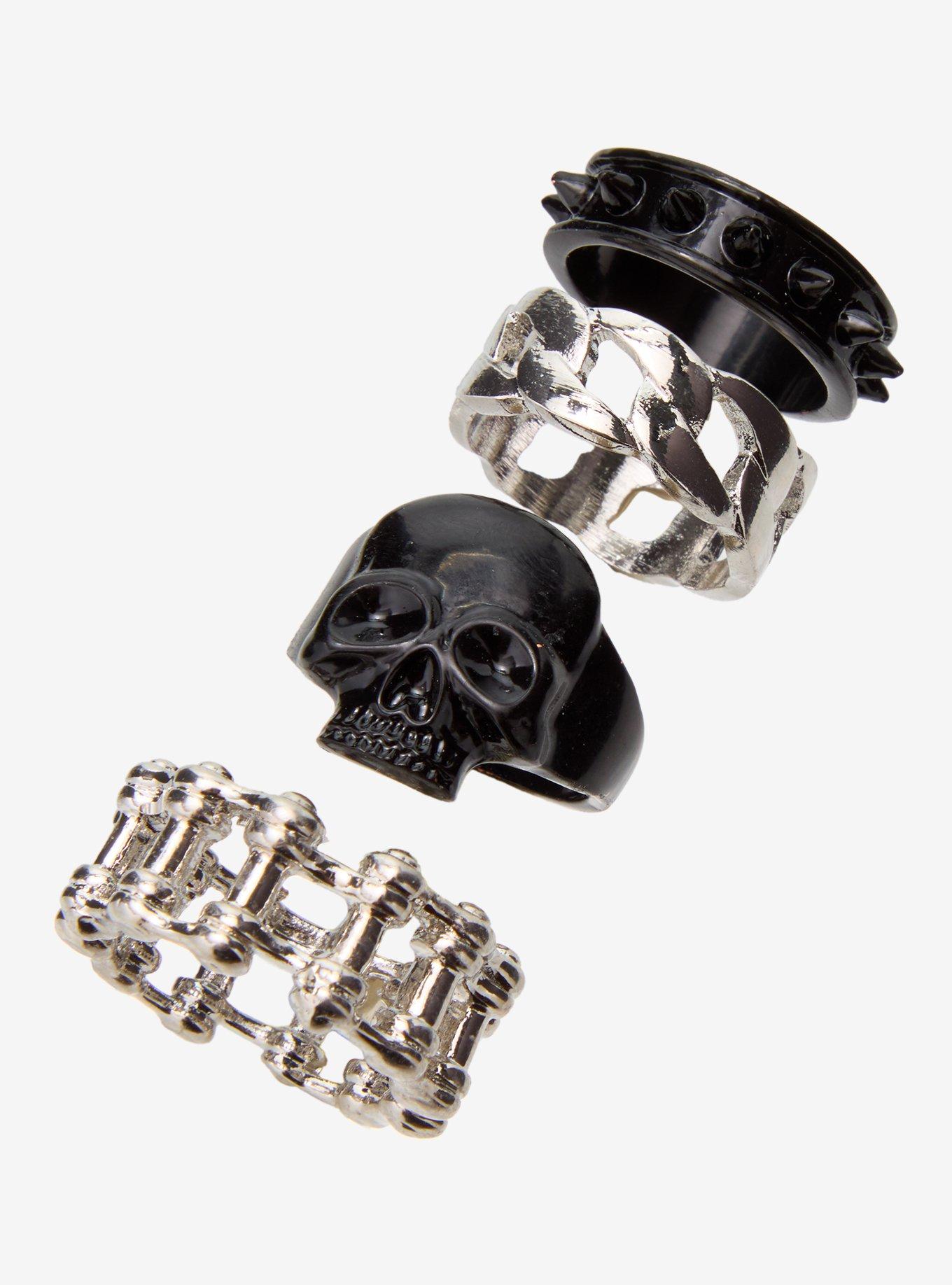 Social Collision Skull Spike Guys Ring Set, , alternate
