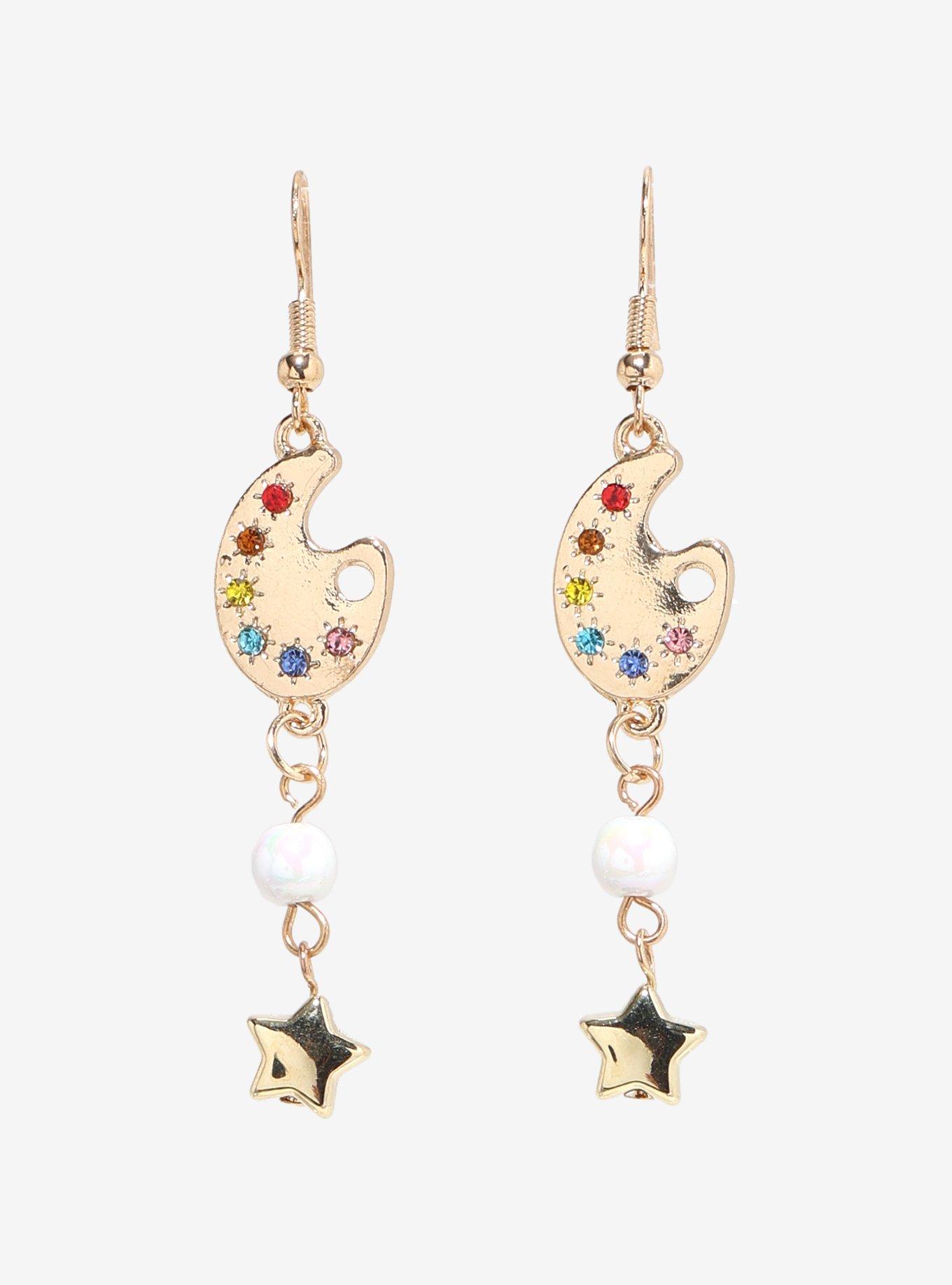 Thorn & Fable Rainbow Paint Palette Earrings, , hi-res