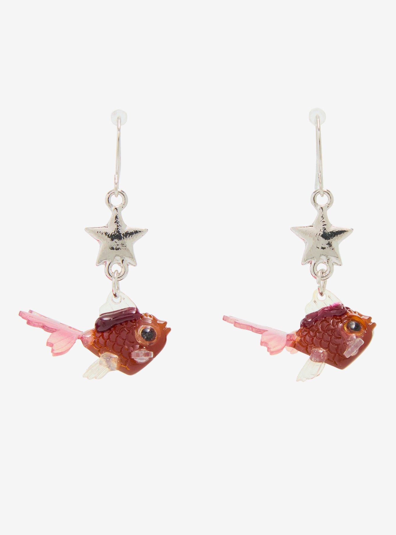 Sweet Society Red Goldfish Bead Earrings, , hi-res