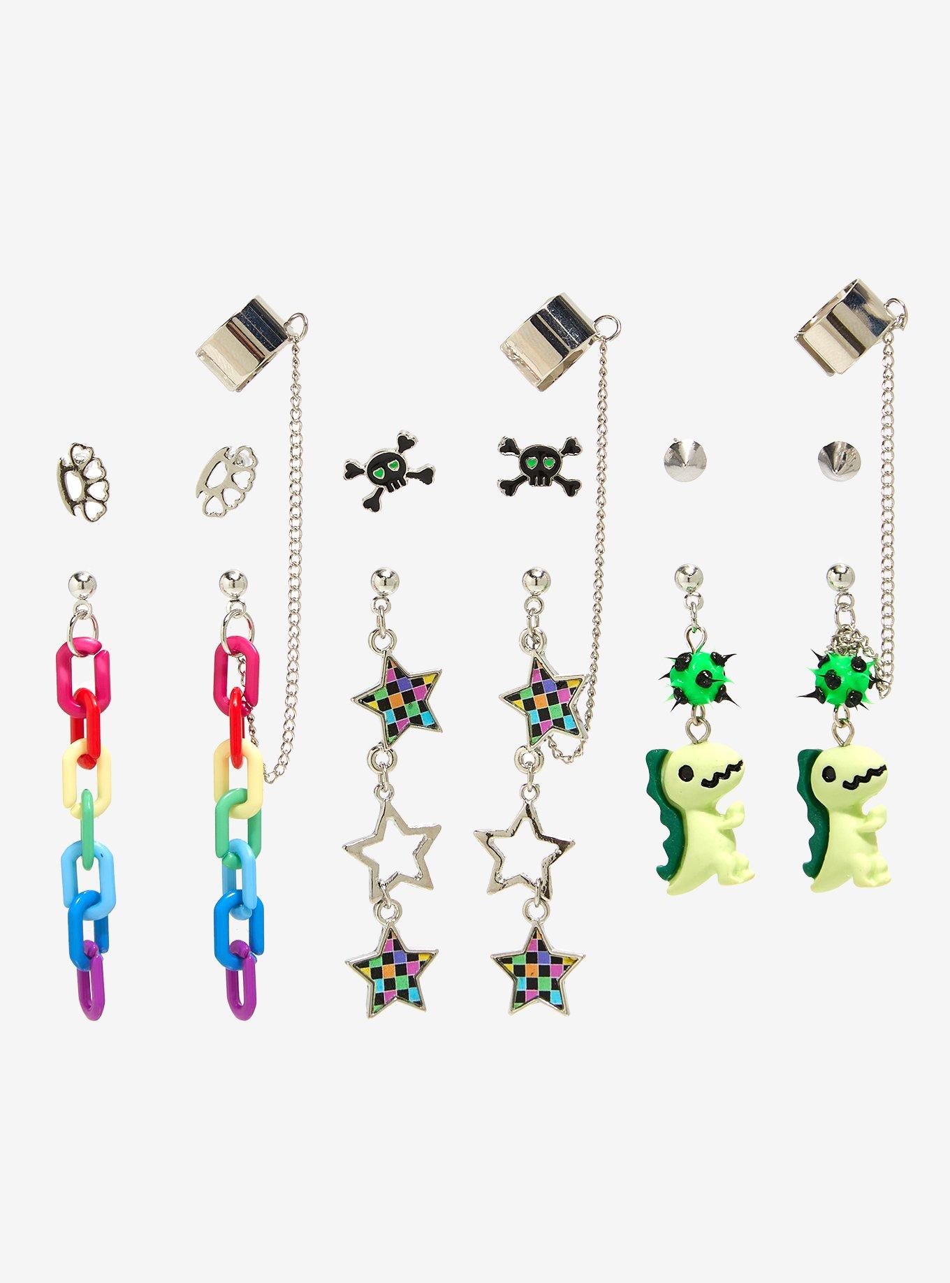 Colorful Scene Icons Cuff Earring Set, , alternate