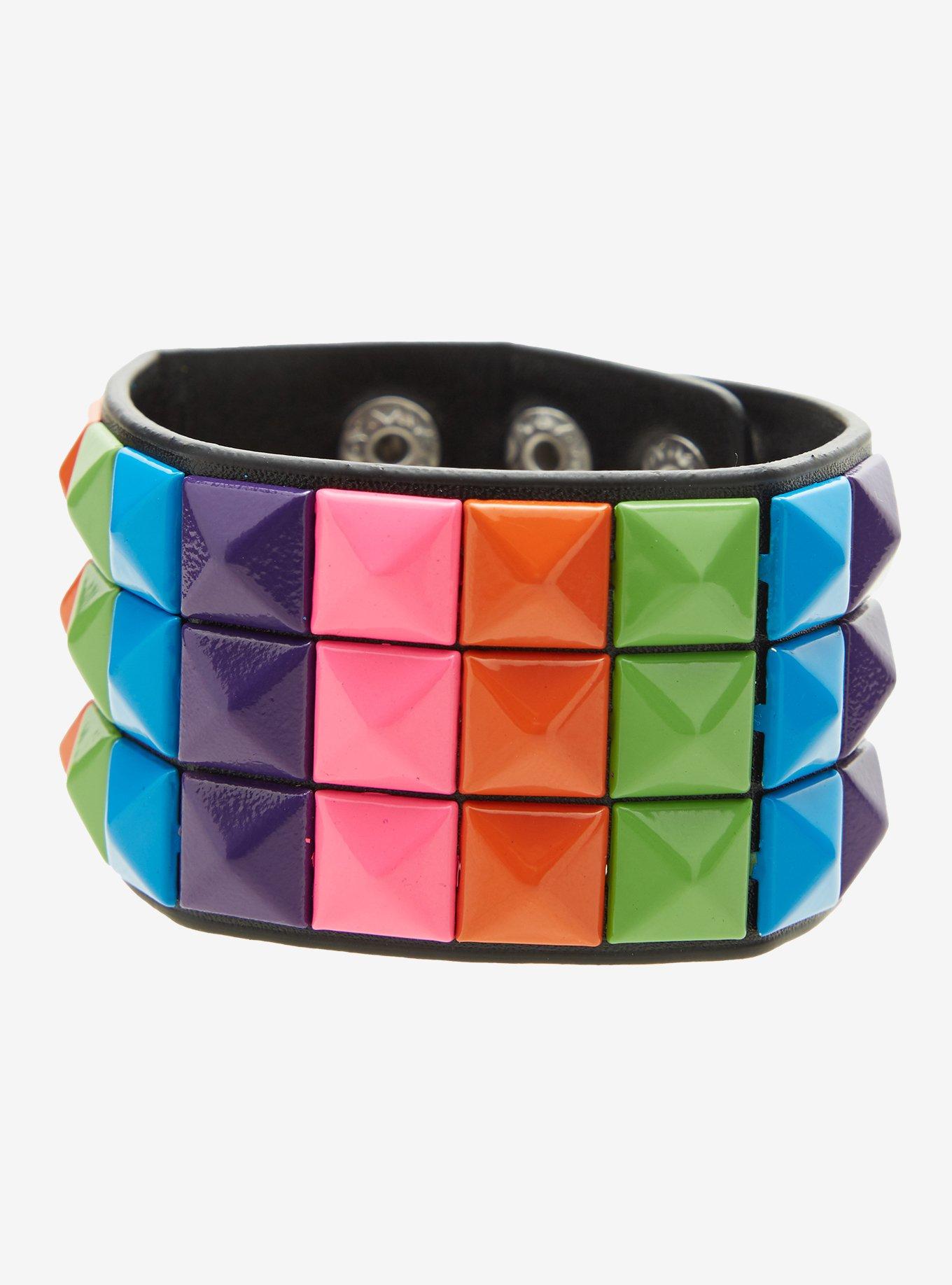 Rainbow Pyramid Stud Cuff Bracelet, , hi-res