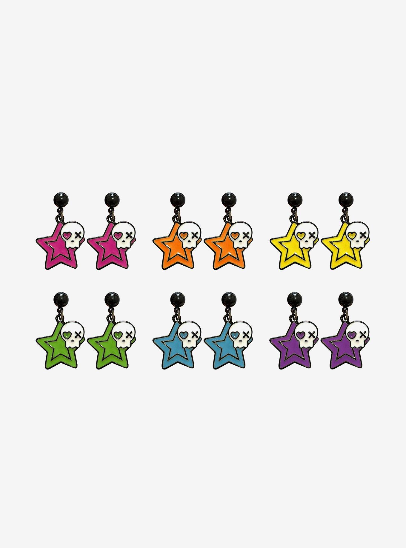 Rainbow Star Skull Drop Earring Set, , hi-res