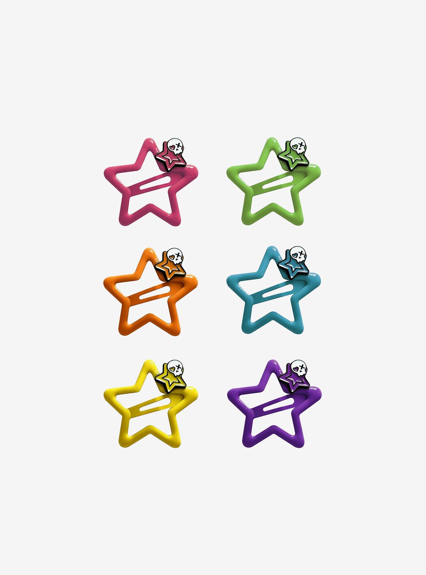 Rainbow Star Skull Hair Clip Set, , hi-res