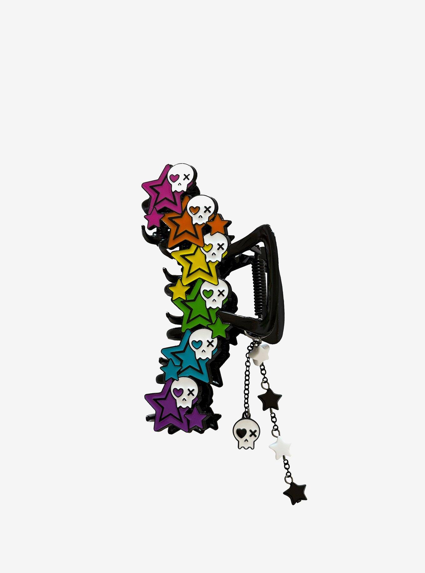 Rainbow Star Skull Claw Hair Clip, , hi-res