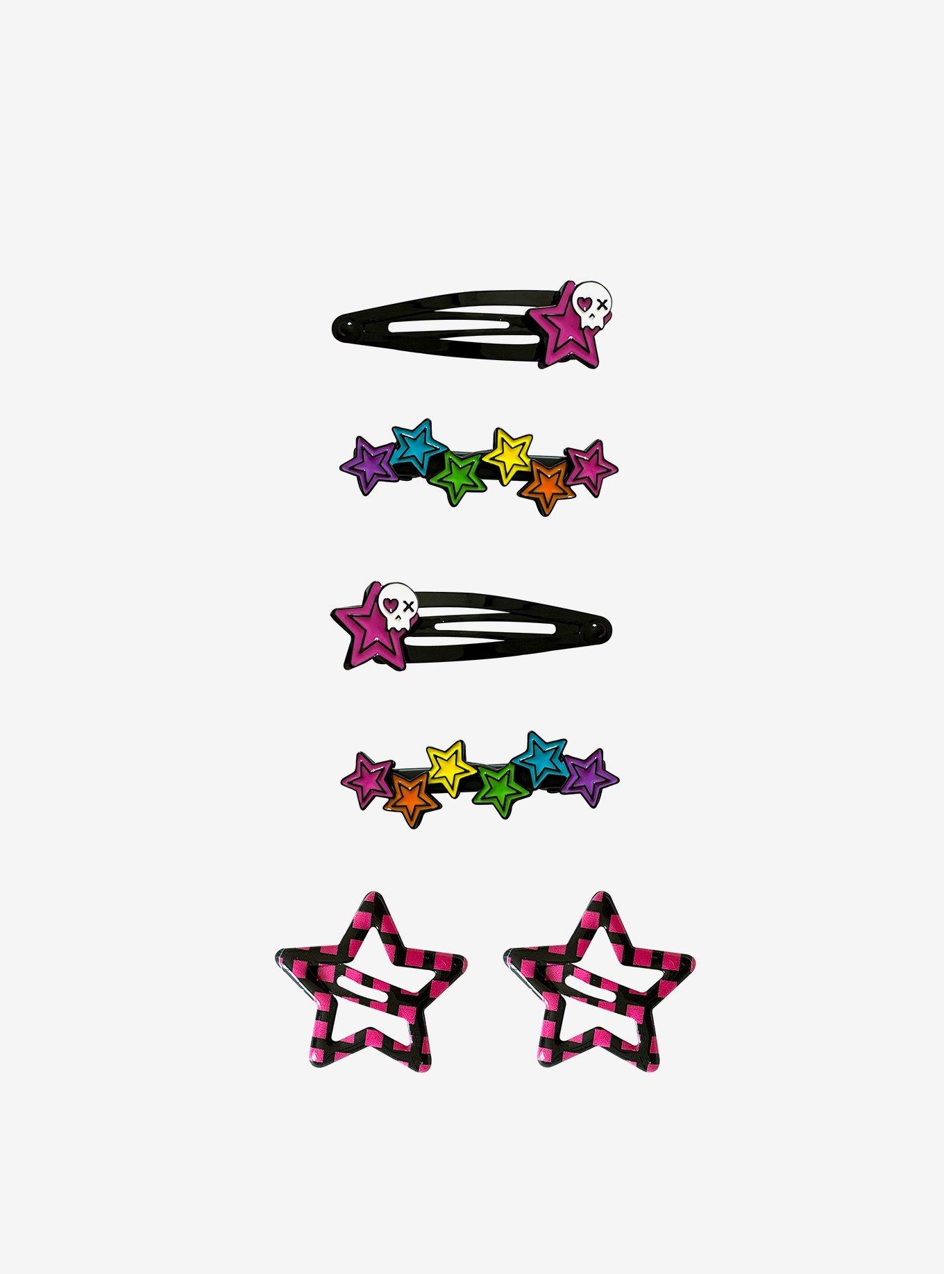 Rainbow Skull Star Hair Clip Set, , hi-res