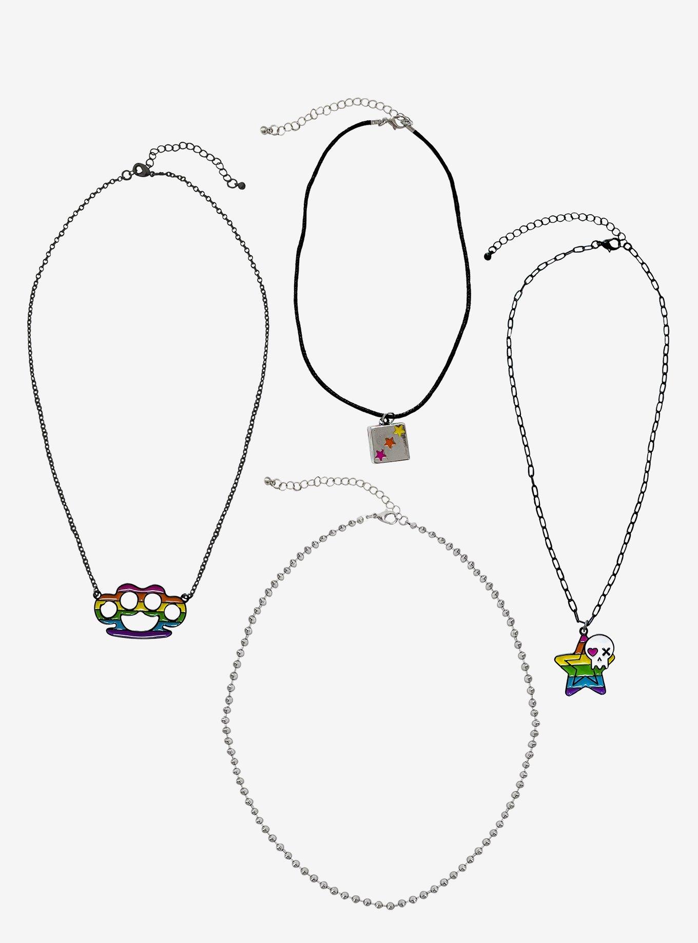 Rainbow Dice & Brass Knuckles Necklace Set, , hi-res