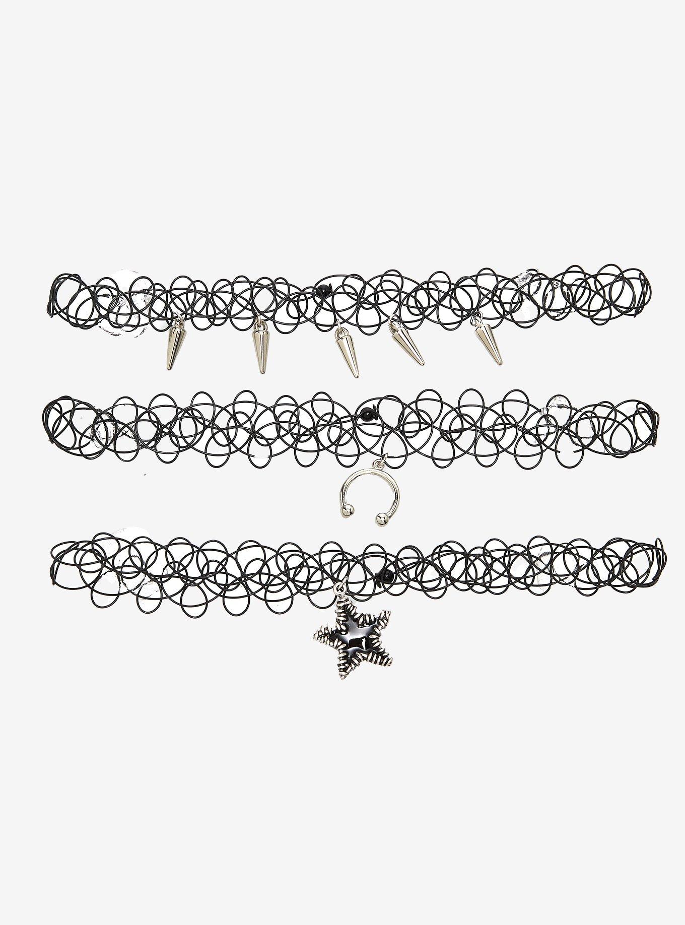 Social Collision Punk Charm Tattoo Choker Set, , hi-res