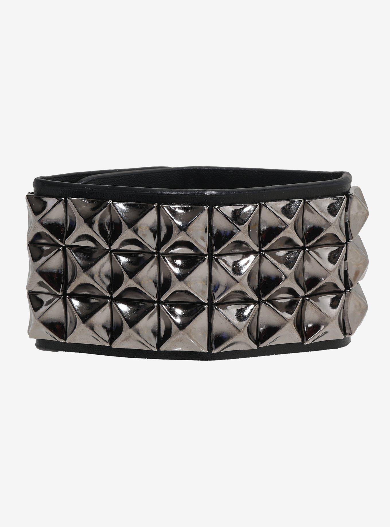Gunmetal Pyramid Stud Cuff Bracelet, , hi-res