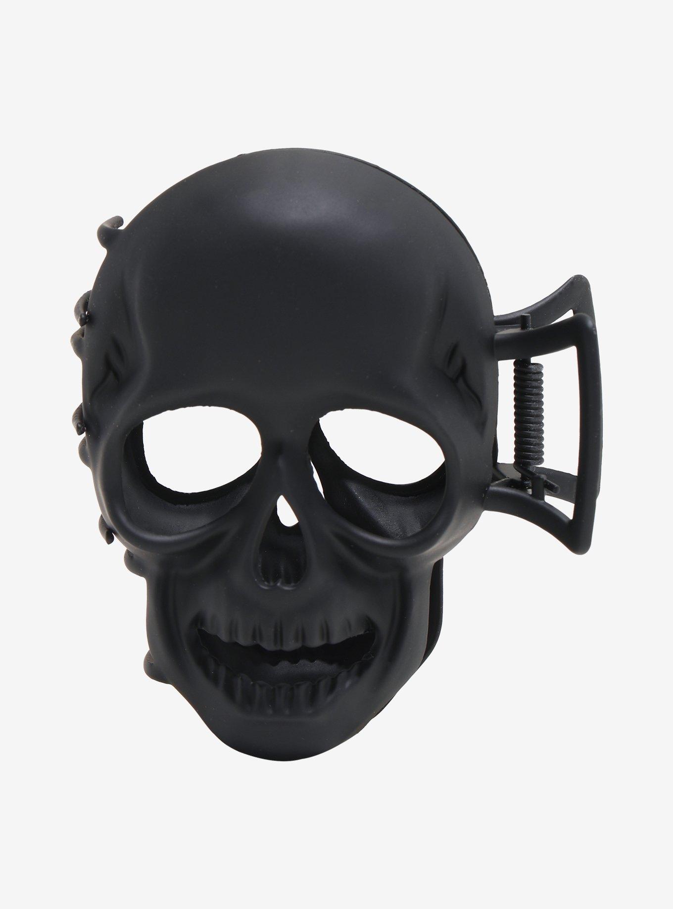 Social Collision Black Skull Matte Figural Claw Hair Clip, , alternate