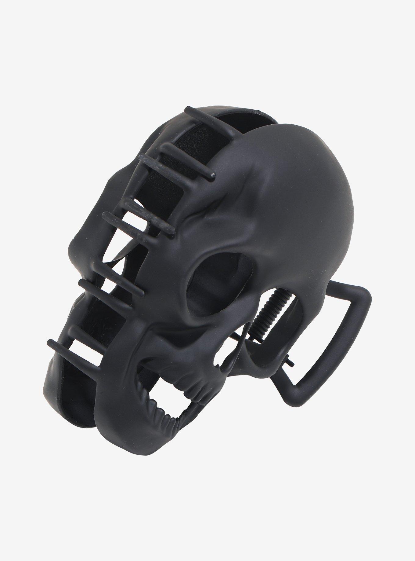 Social Collision Black Skull Matte Figural Claw Hair Clip, , alternate