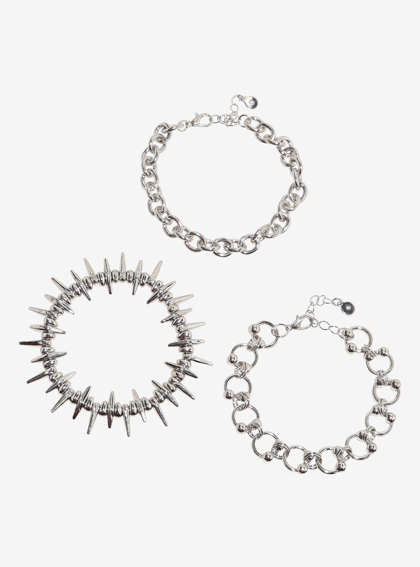 Social Collision Spike Multi-Chain Bracelet Set, , hi-res