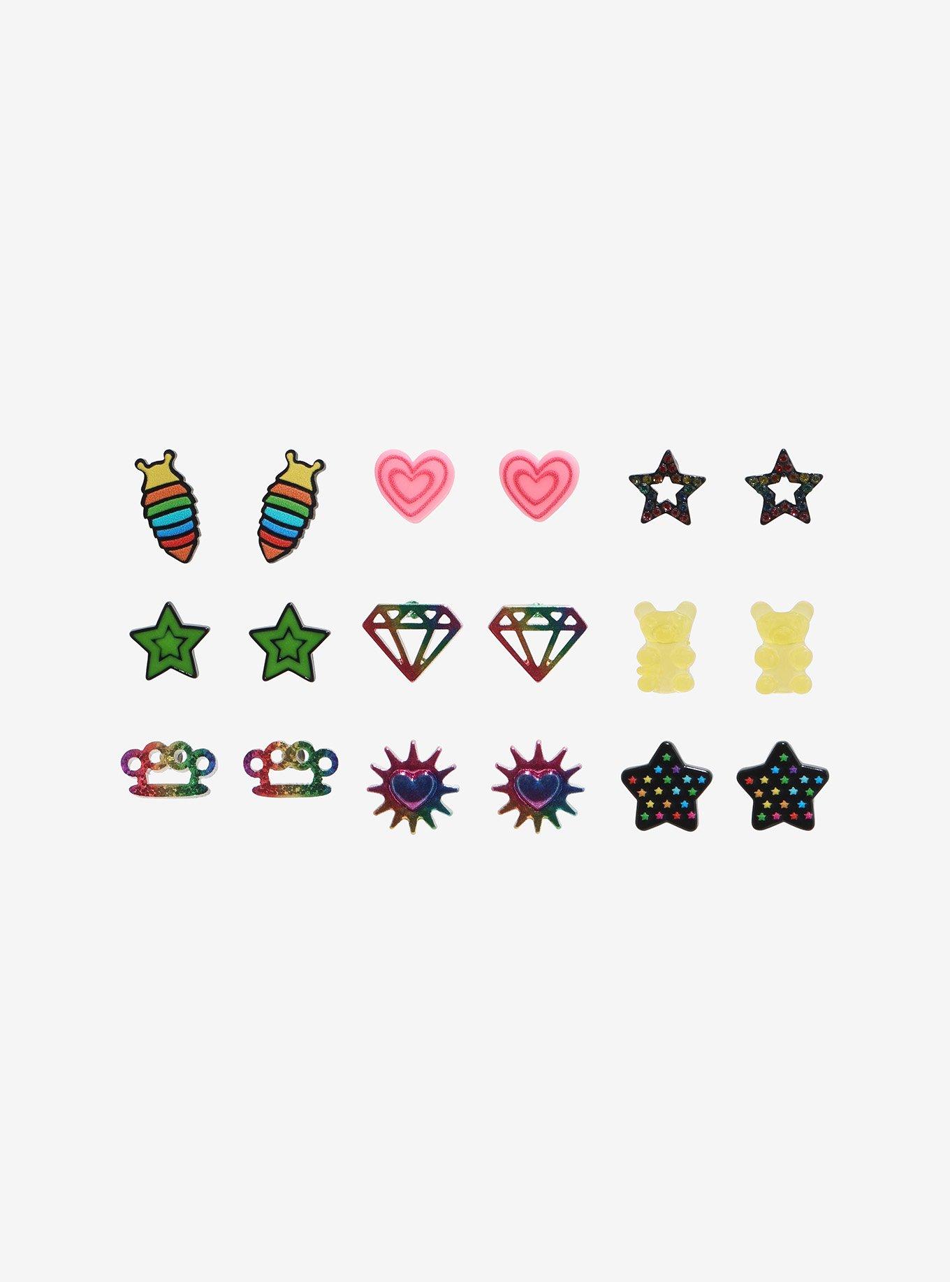 Rainbow Brass Knuckle Star Icon Stud Earring Set, , hi-res