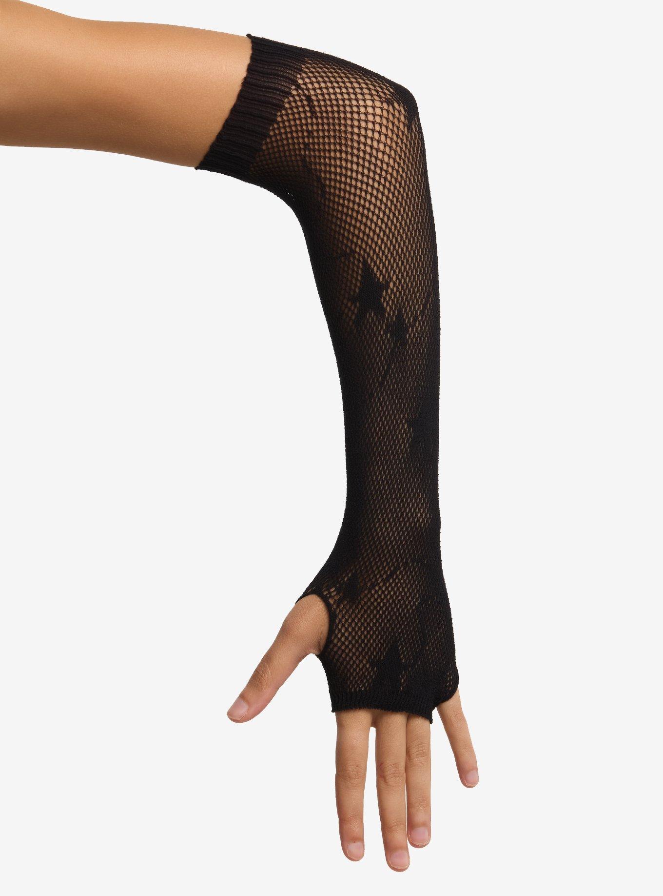 Black Shooting Star Fishnet Arm Warmers, , hi-res
