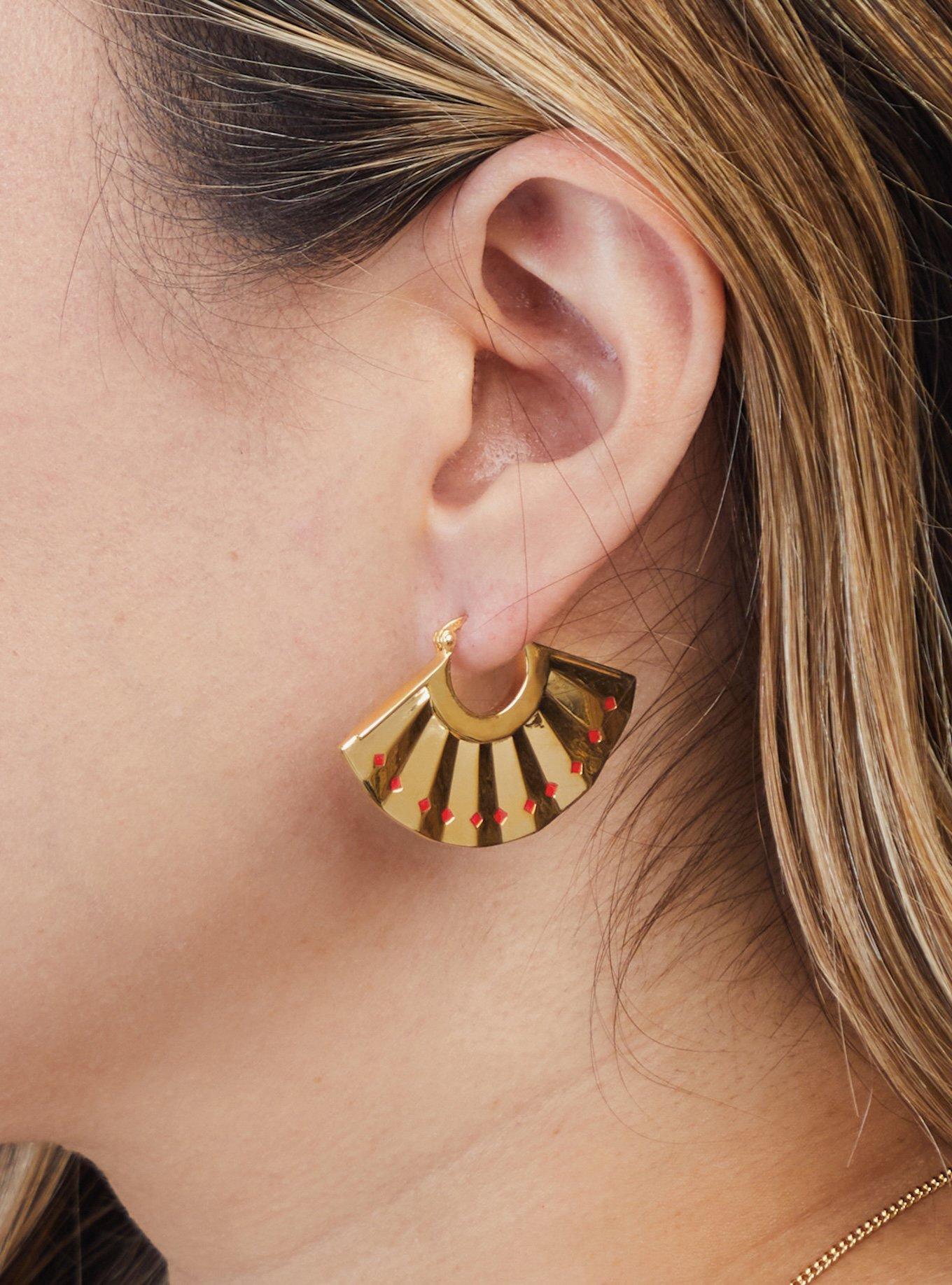 Avatar The Last Airbender X RockLove Kyoshi Warrior Fan Earrings, , hi-res