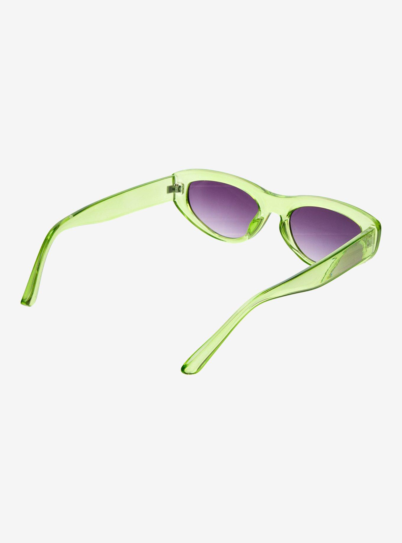 Translucent Green Cat Eye Sunglasses, , alternate
