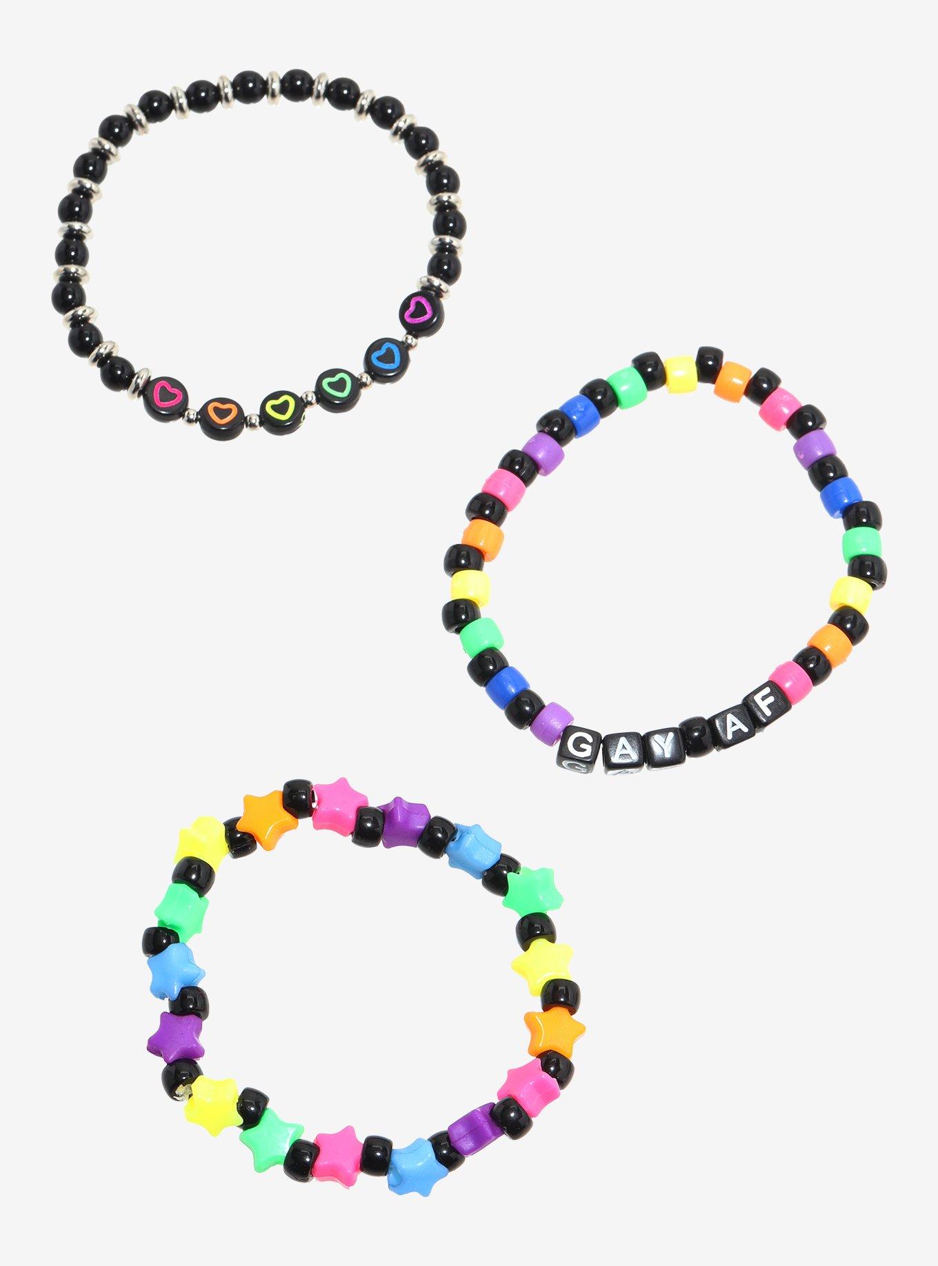 Rainbow Gay AF Bead Bracelet Set, , hi-res