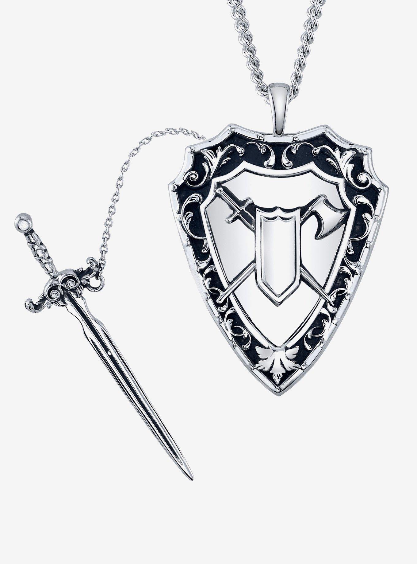 Dungeons and Dragons X RockLove Fighter Sword and Shield Necklace, , hi-res