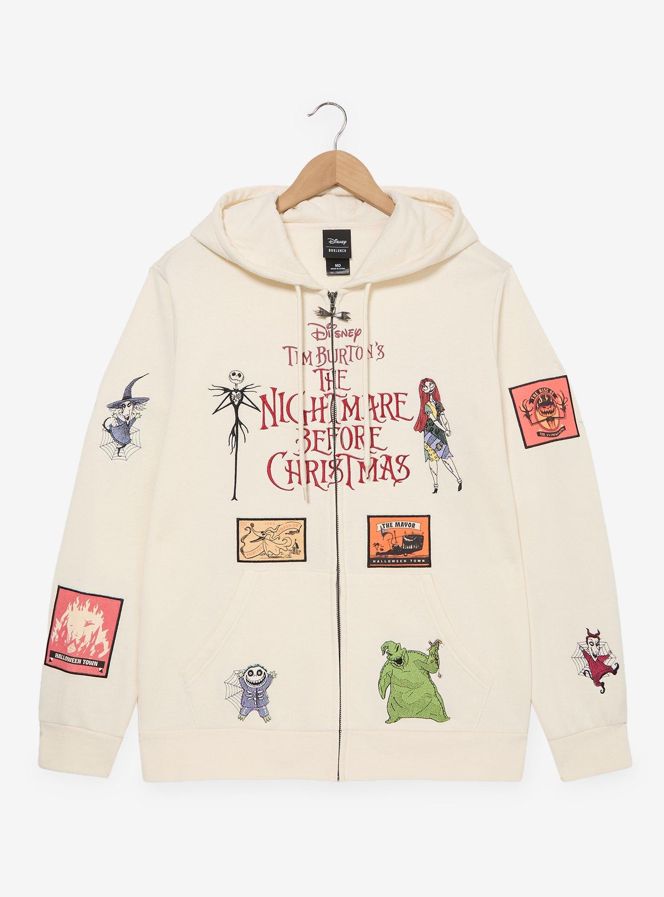 Disney The Nightmare Before Christmas Embroidered Icons Zippered Hoodie - BoxLunch Exclusive, , hi-res
