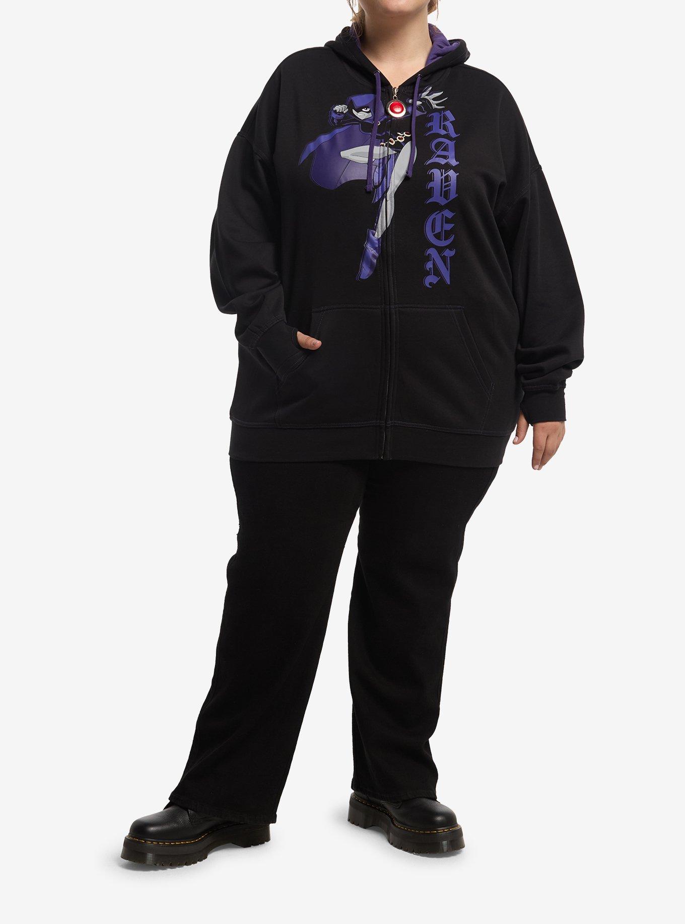 DC Comics Teen Titans Raven Girls Oversized Hoodie Plus Size, MULTI, alternate - view 3