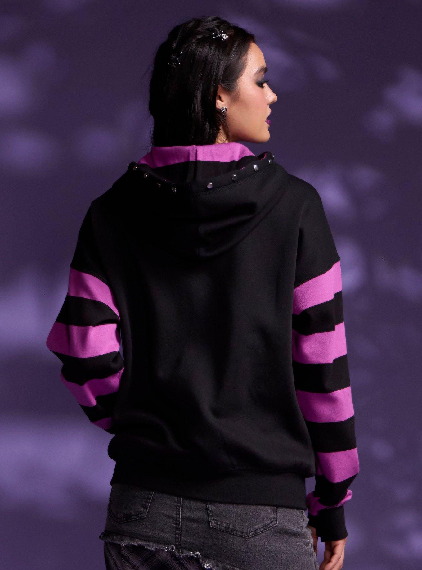 Her Universe The Nightmare Before Christmas Jack Stripe Girls Hoodie, PURPLE STRIPE, alternate - view 3