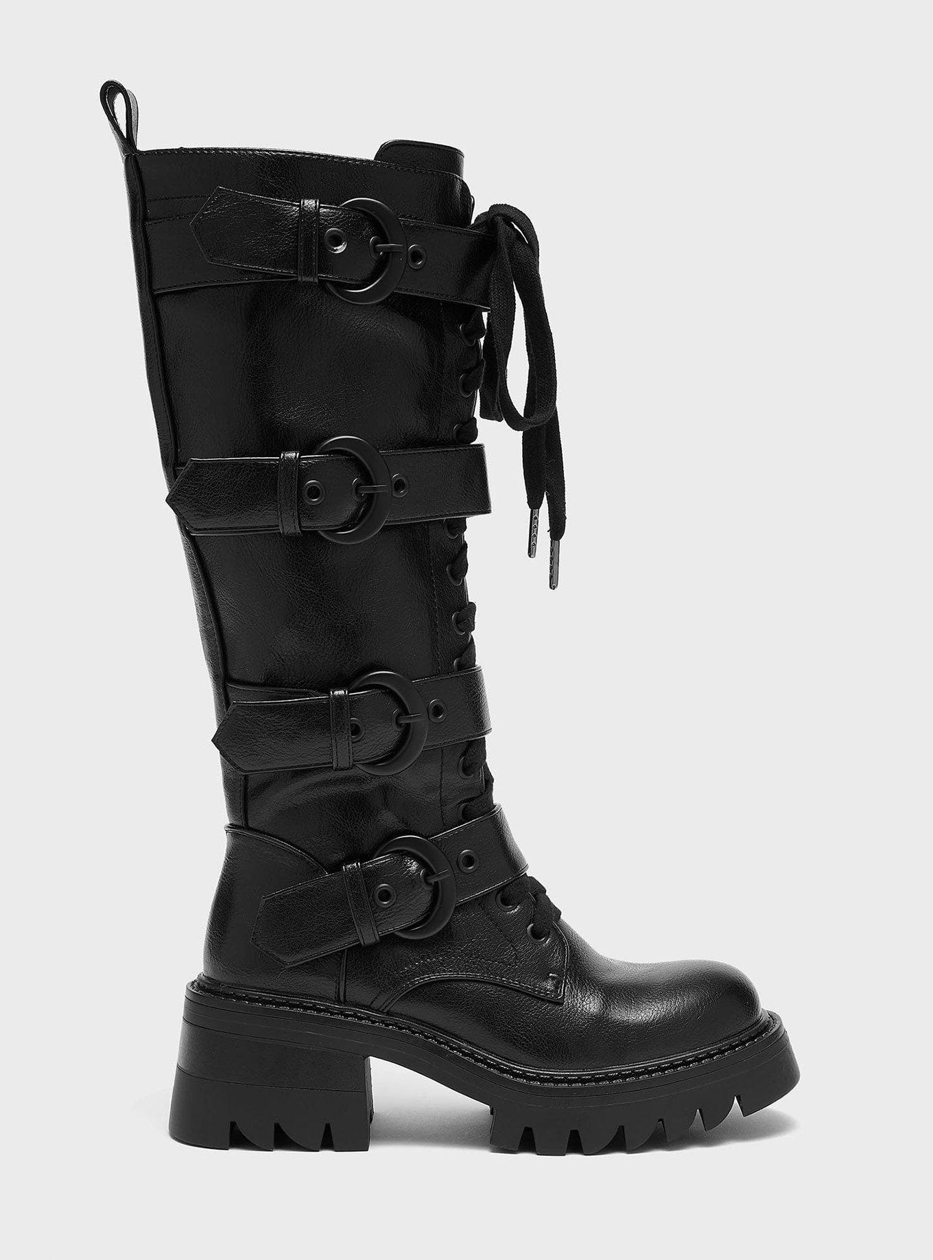 KIHILIST Black Lunaclysm Knee-High Boots, BLACK, alternate