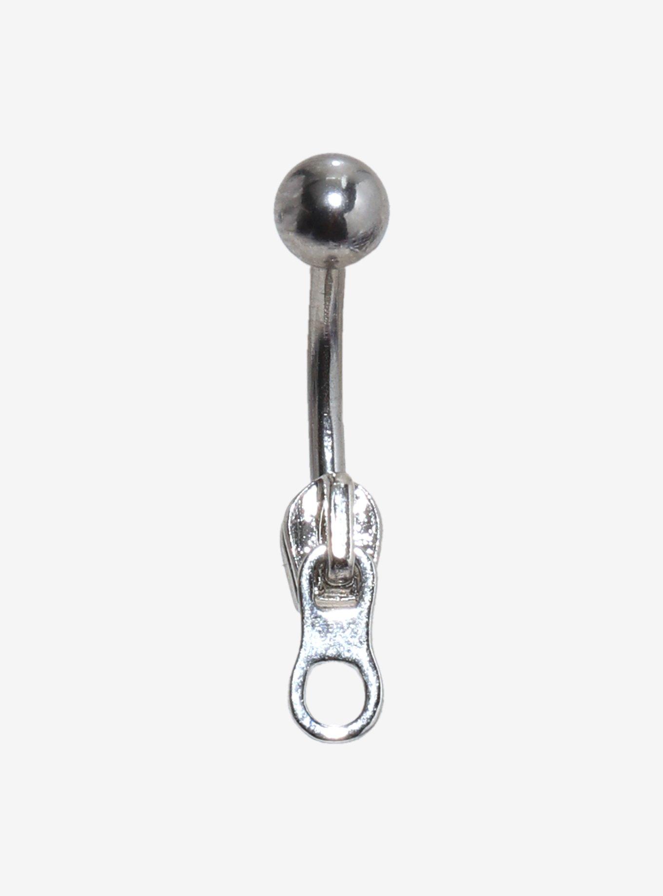14G Steel Zipper Navel Barbell, , hi-res