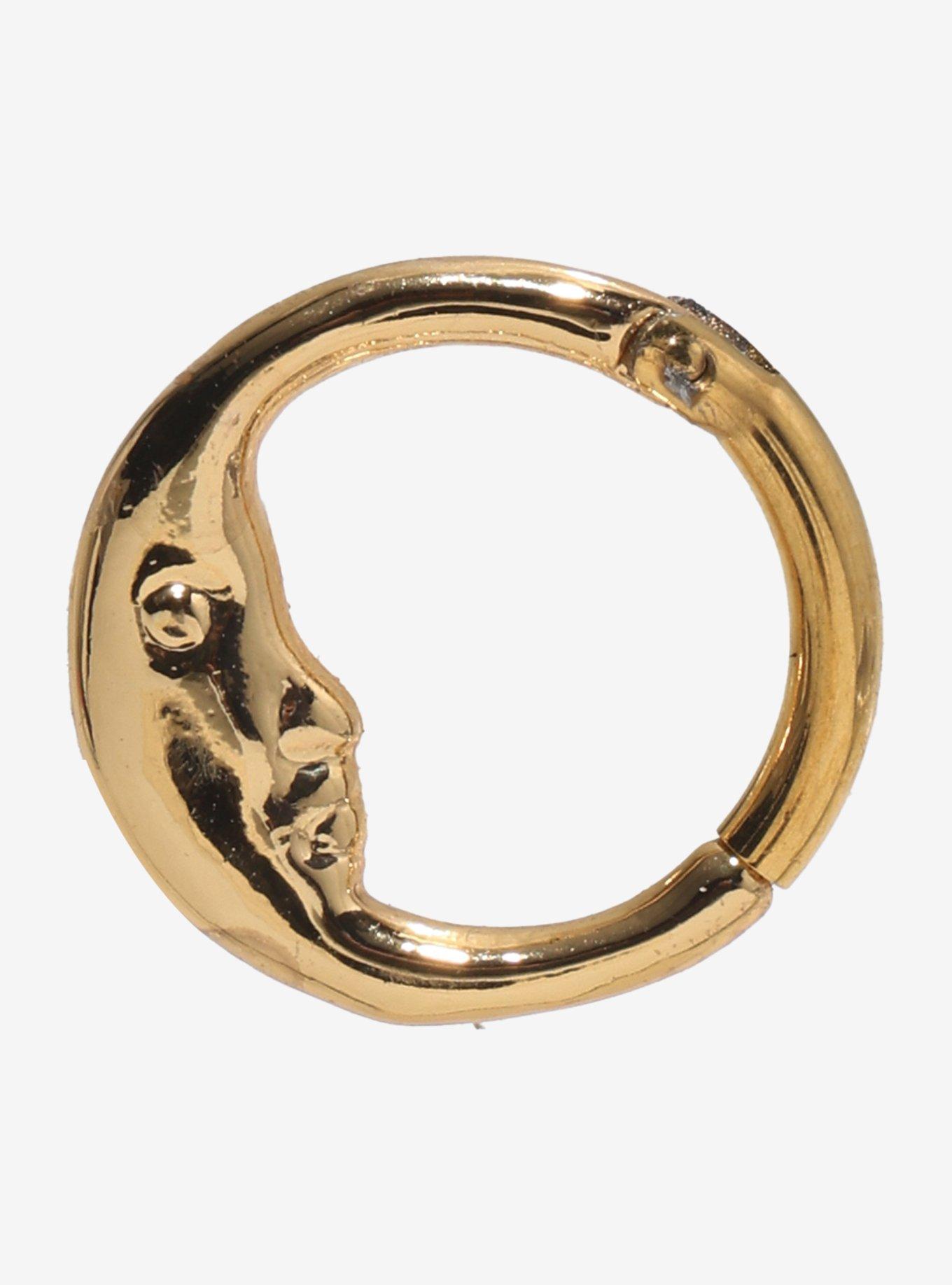 14G Steel Crescent Moon Septum Hinged Clicker, , hi-res