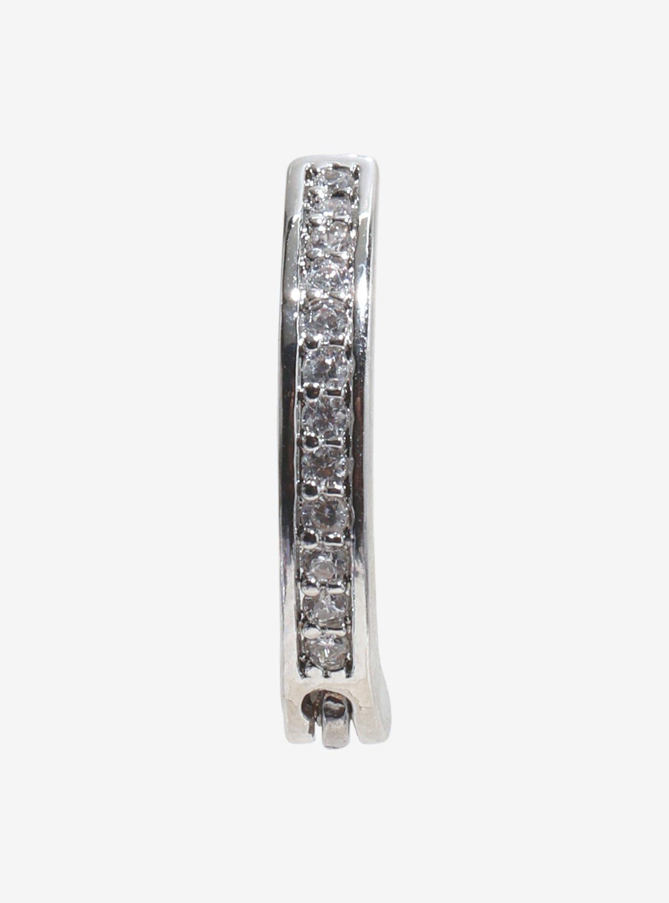 14G Steel Silver CZ Gems Navel Clicker, , hi-res