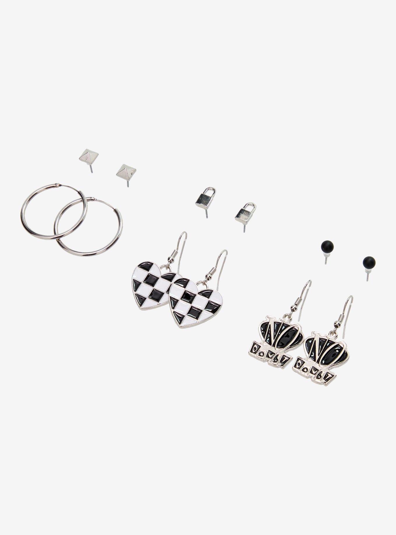 No Doubt Logo Checkered Heart Earring Set, , alternate - view 3