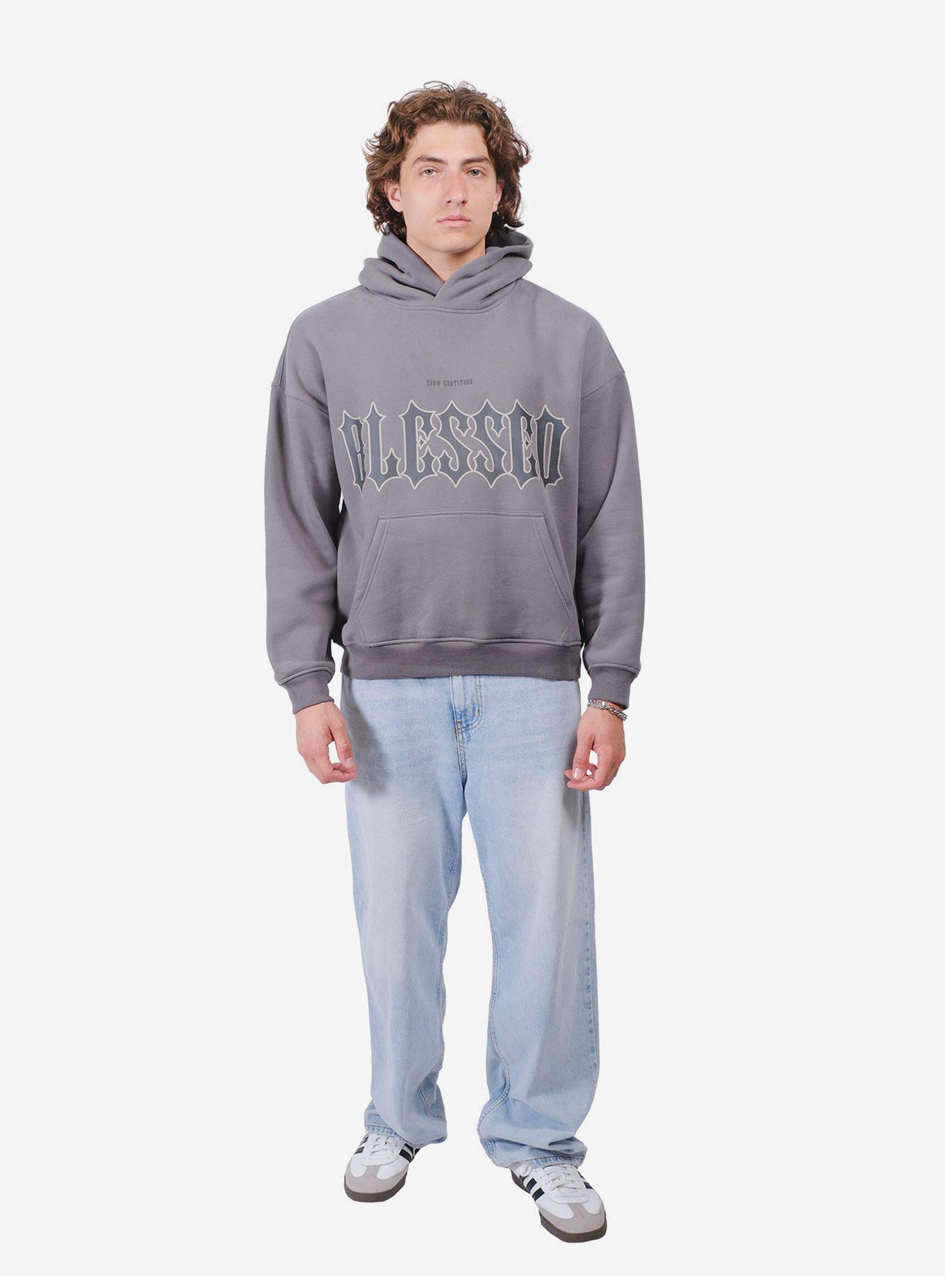 Heavy Weight Blessed Hoodie Grey, STEELY GREY, alternate