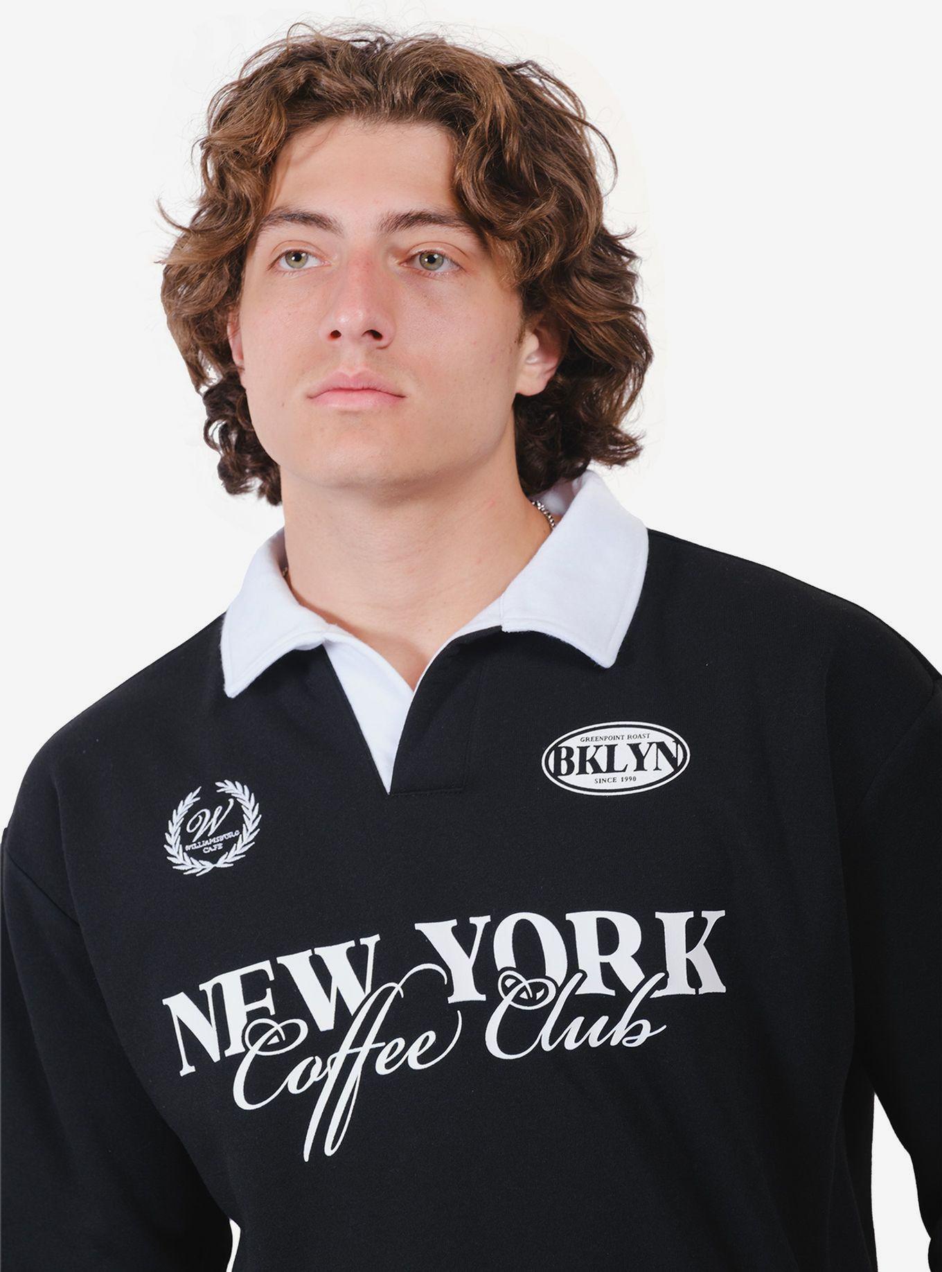 NY Coffee Club Rugby Fleece Sweater, BLACK, alternate