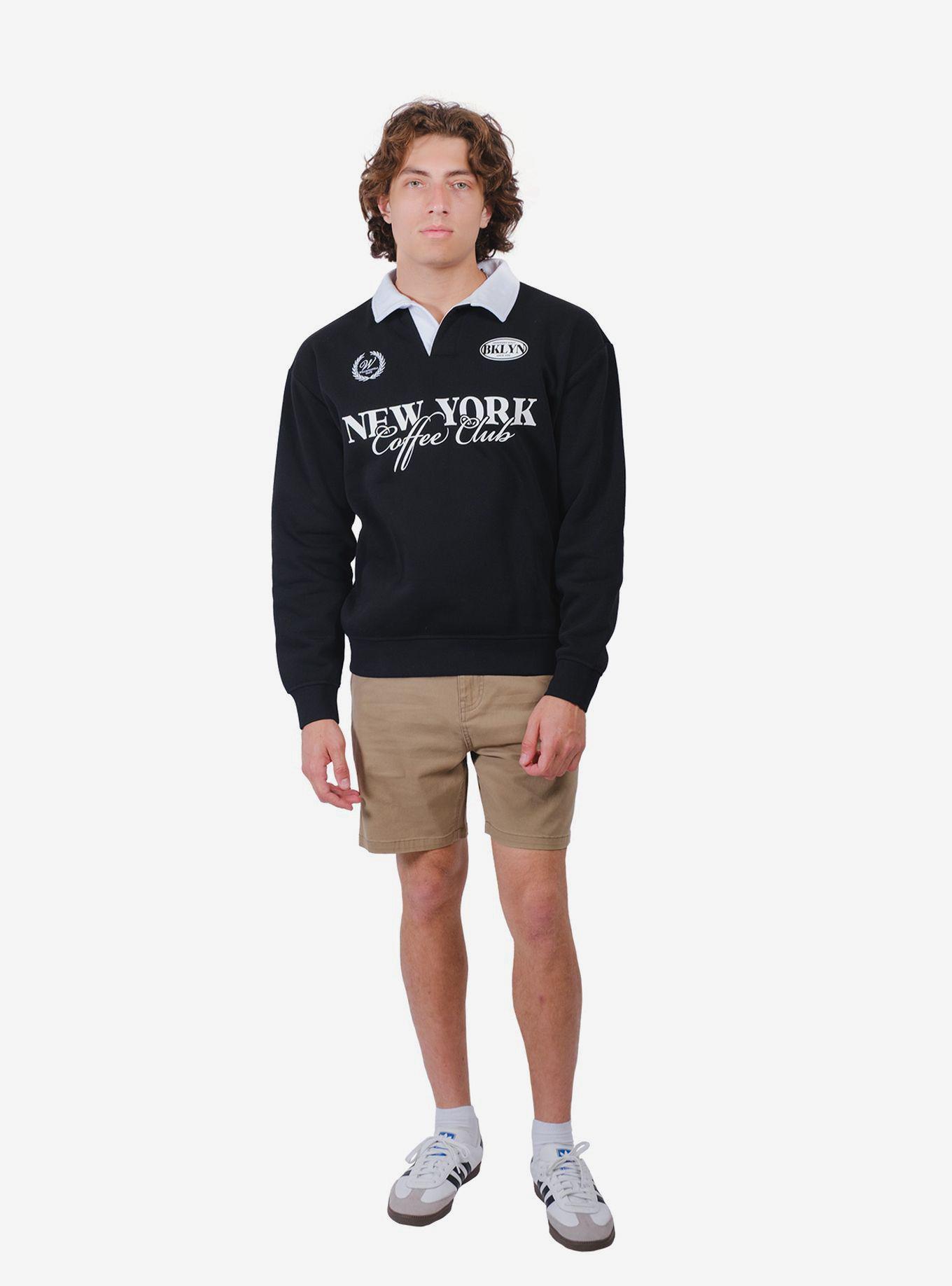 NY Coffee Club Rugby Fleece Sweater, BLACK, alternate