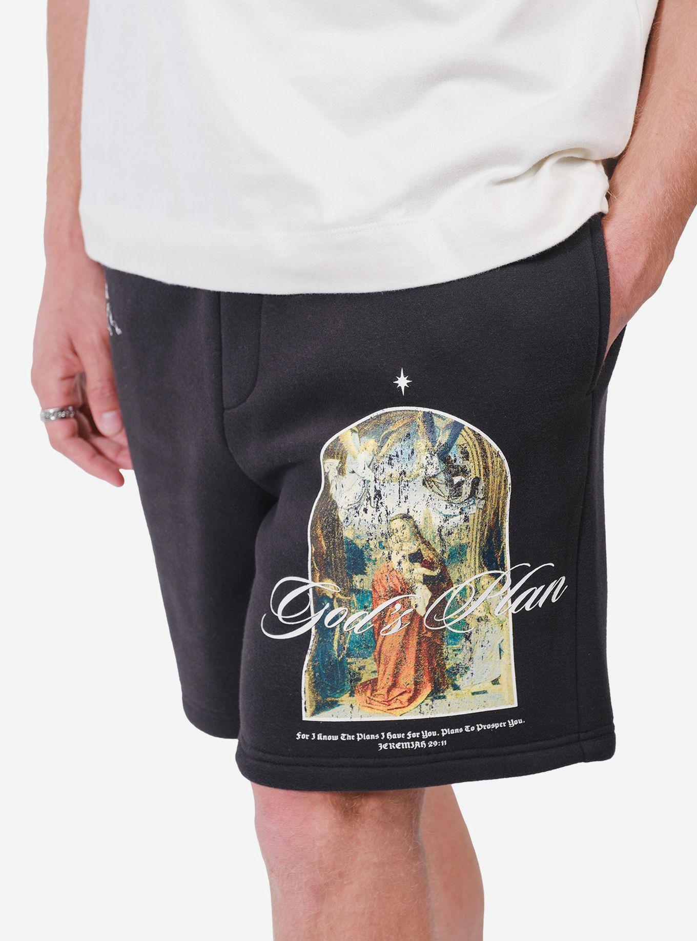 Heavy Weight Gods Plan Fleece Short, BLACK, alternate