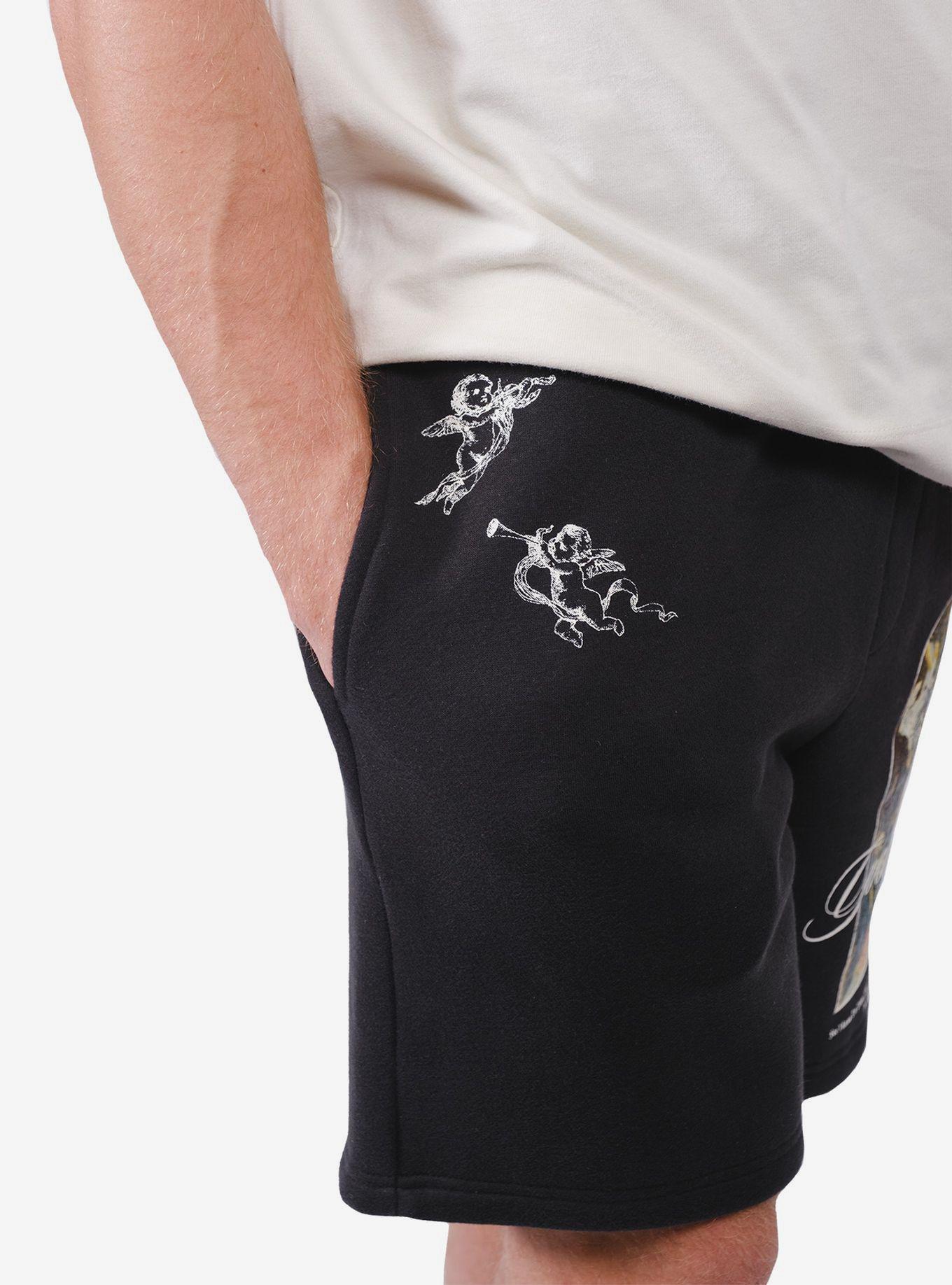 Heavy Weight Gods Plan Fleece Short, BLACK, alternate
