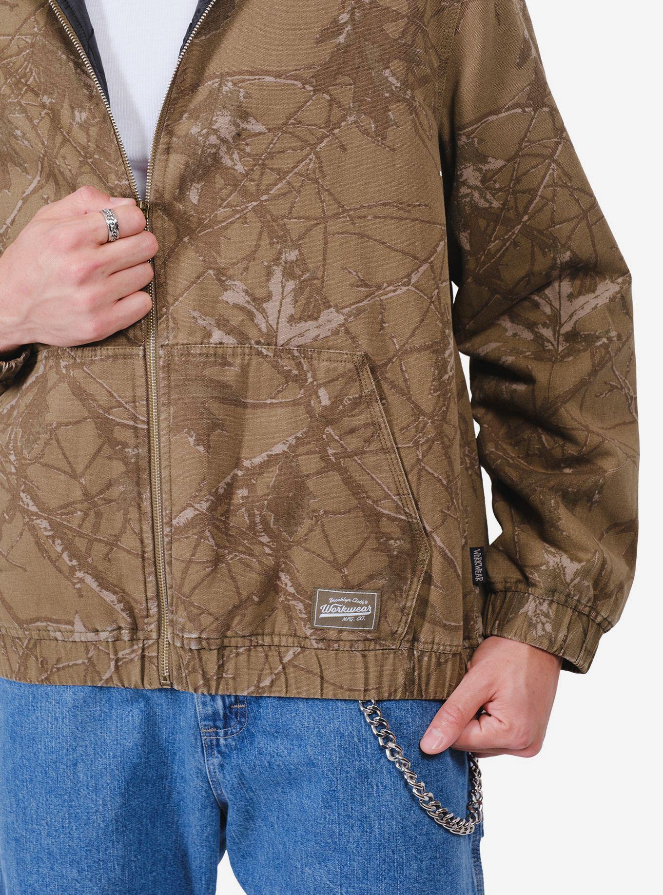 Quilt Lined Hooded Canvas Jacket, BRUSHED CAMO-OLIVE, alternate