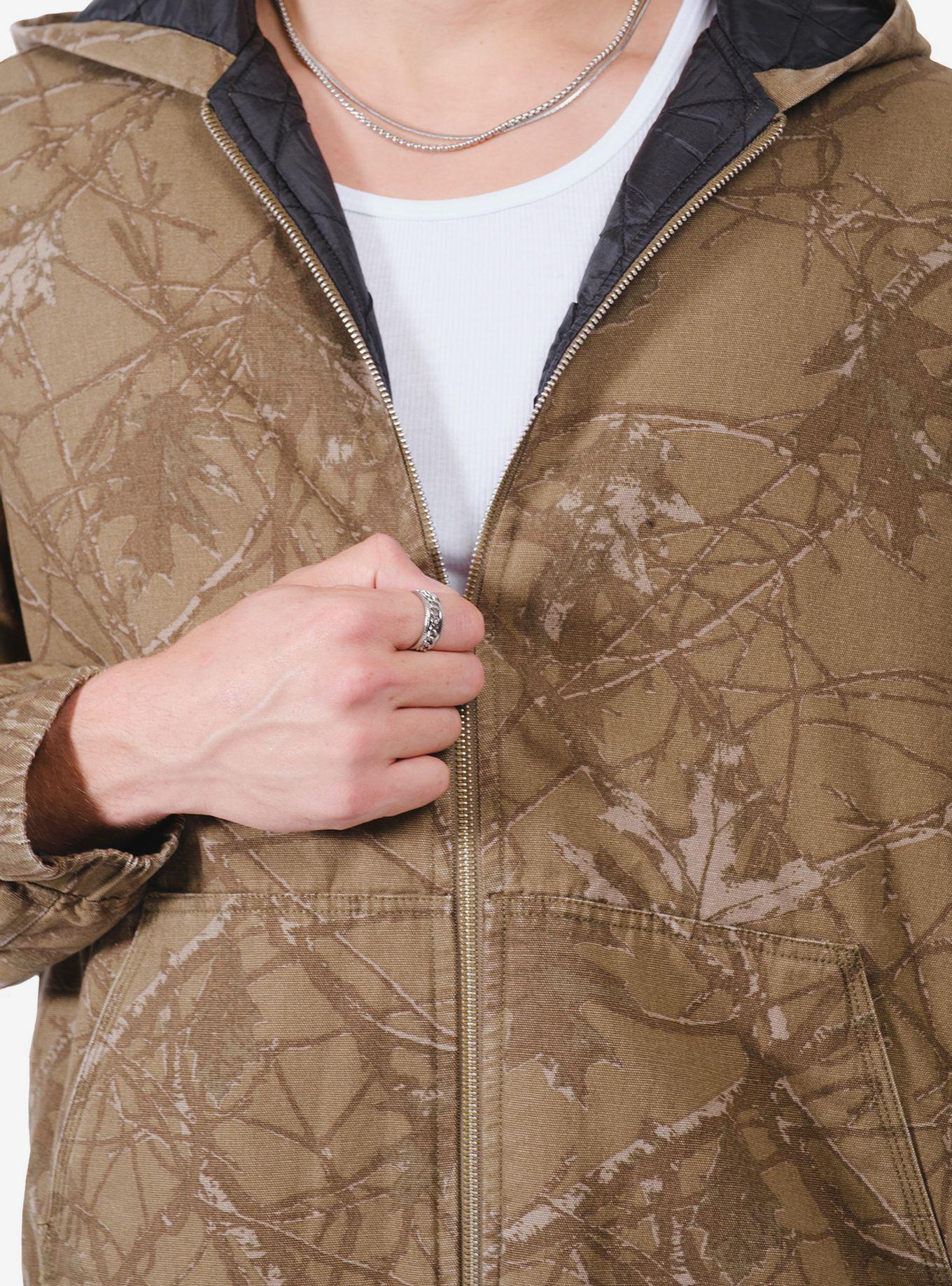 Quilt Lined Hooded Canvas Jacket, BRUSHED CAMO-OLIVE, alternate