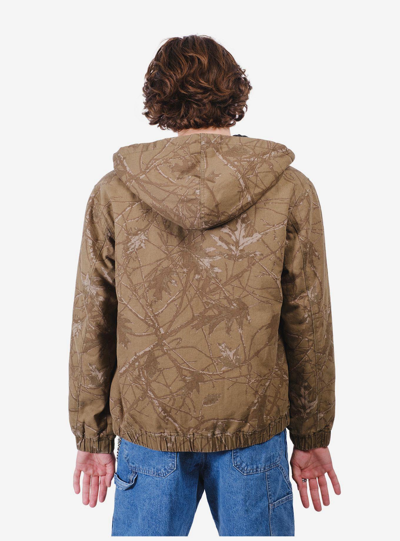 Quilt Lined Hooded Canvas Jacket, BRUSHED CAMO-OLIVE, alternate