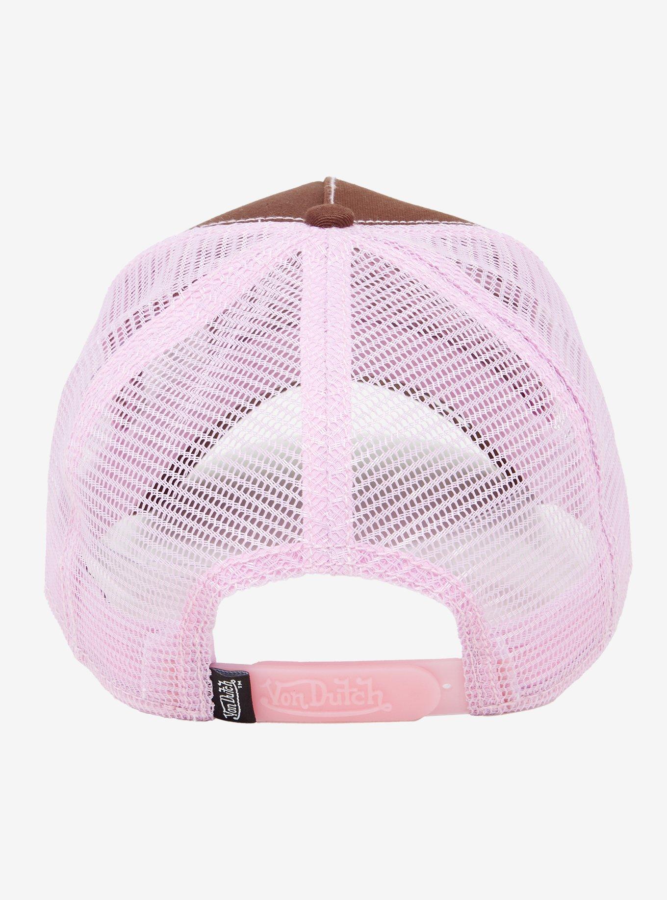 Von Dutch Pink & Brown Logo Trucker Hat, , alternate