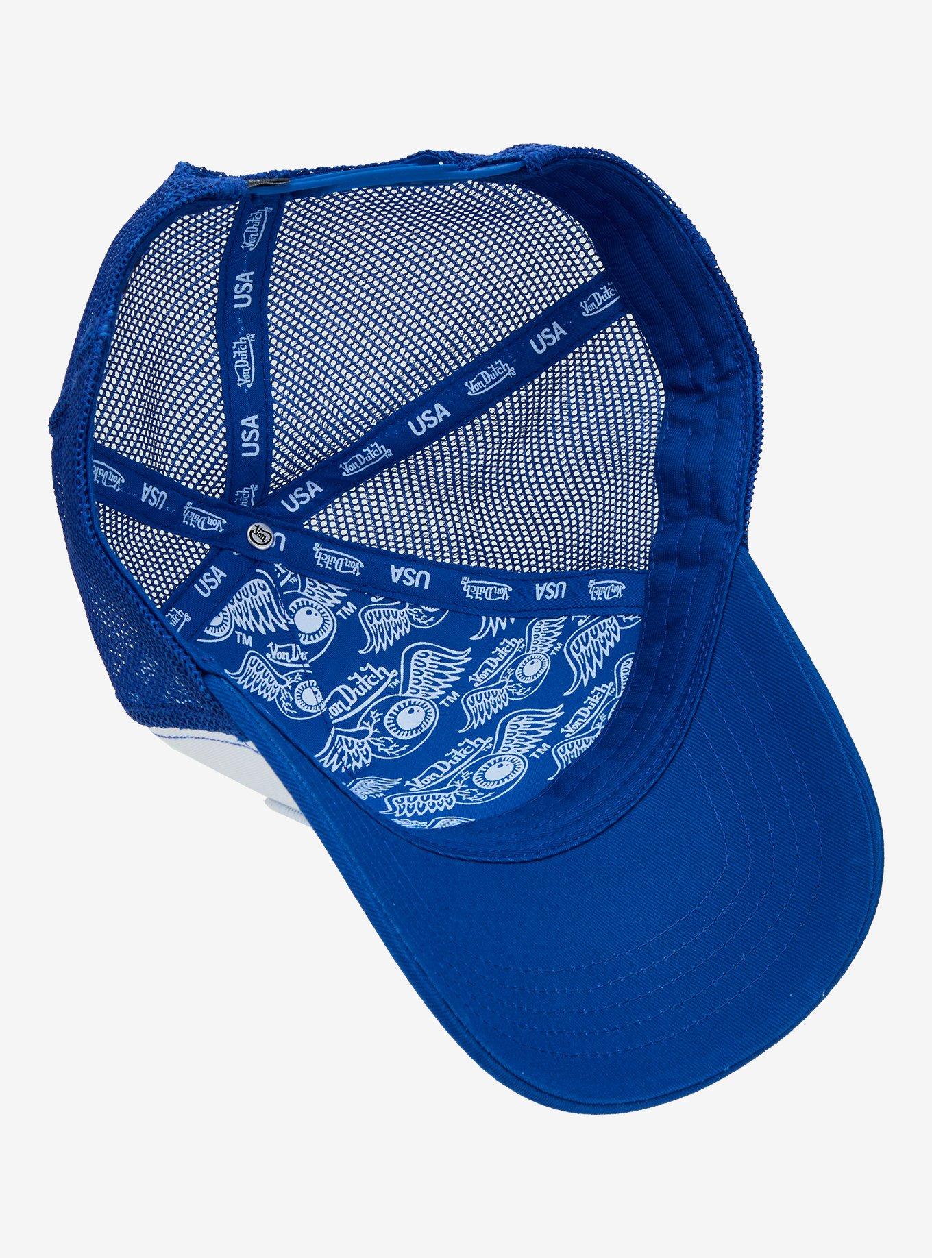 Von Dutch Blue & White Logo Trucker Hat, , alternate