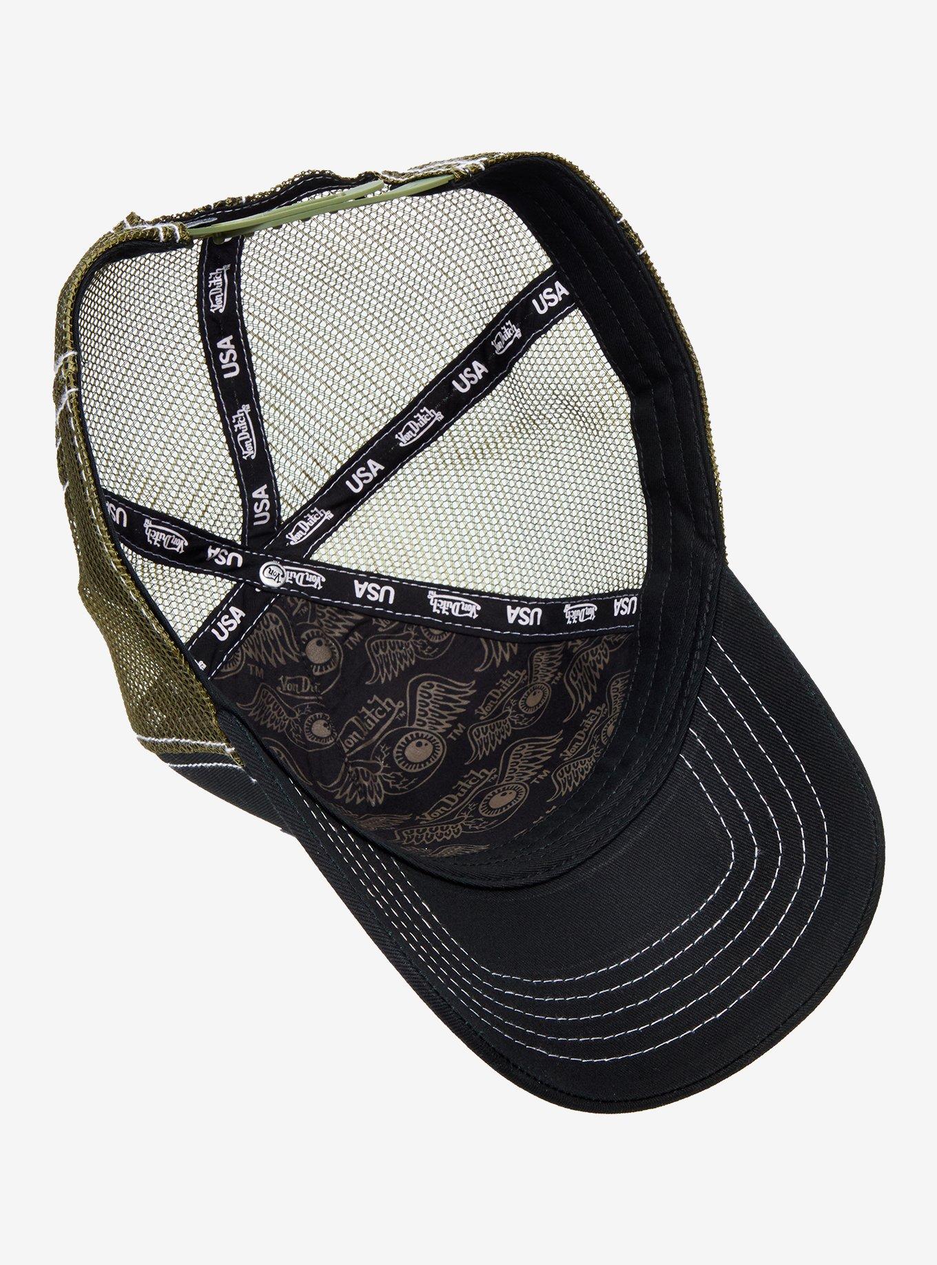 Von Dutch Black White & Army Green Logo Trucker Hat, , alternate