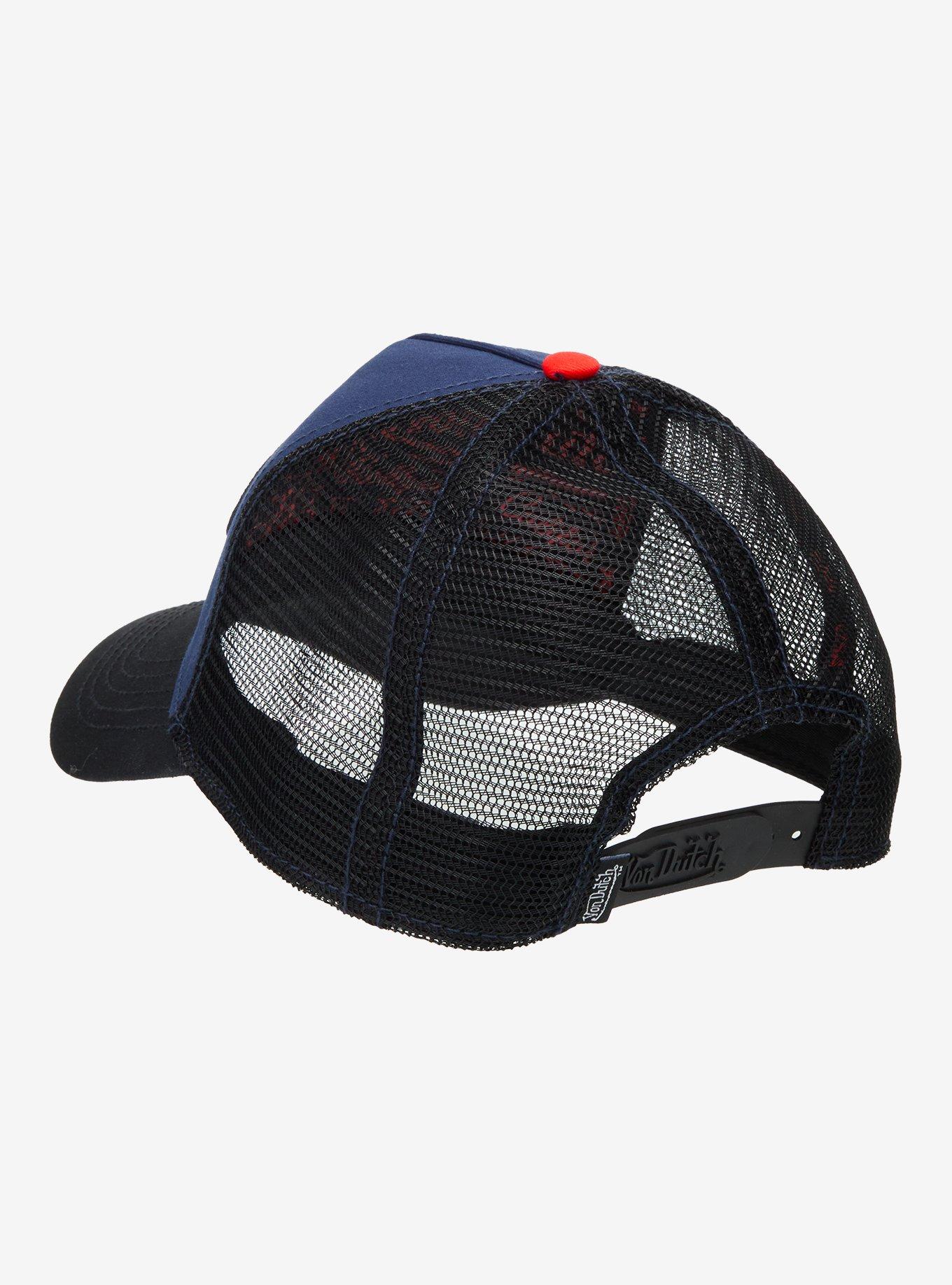 Von Dutch Black Blue & Red Logo Trucker Hat, , alternate