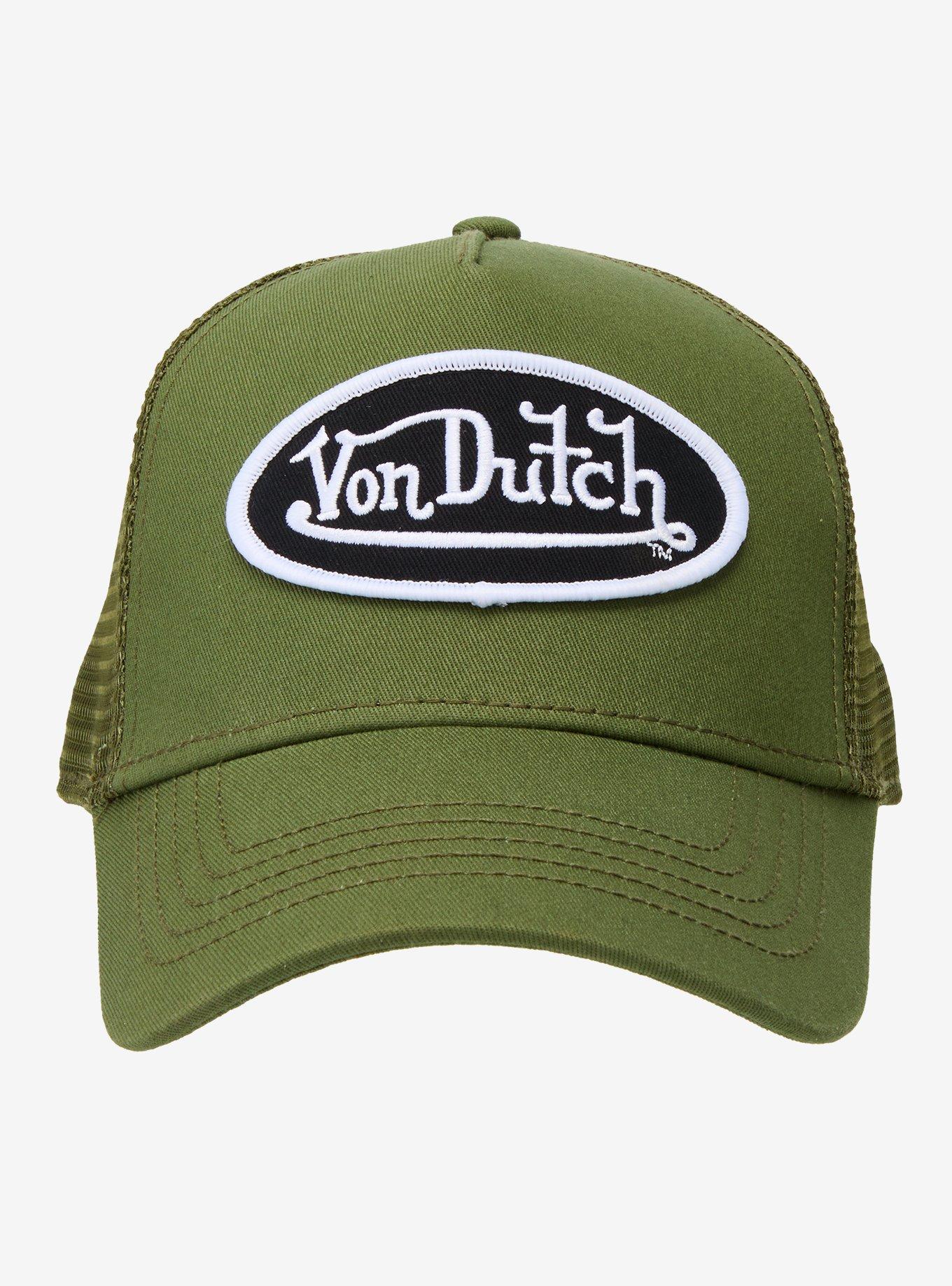 Von Dutch Army Green Logo Trucker Hat, , hi-res