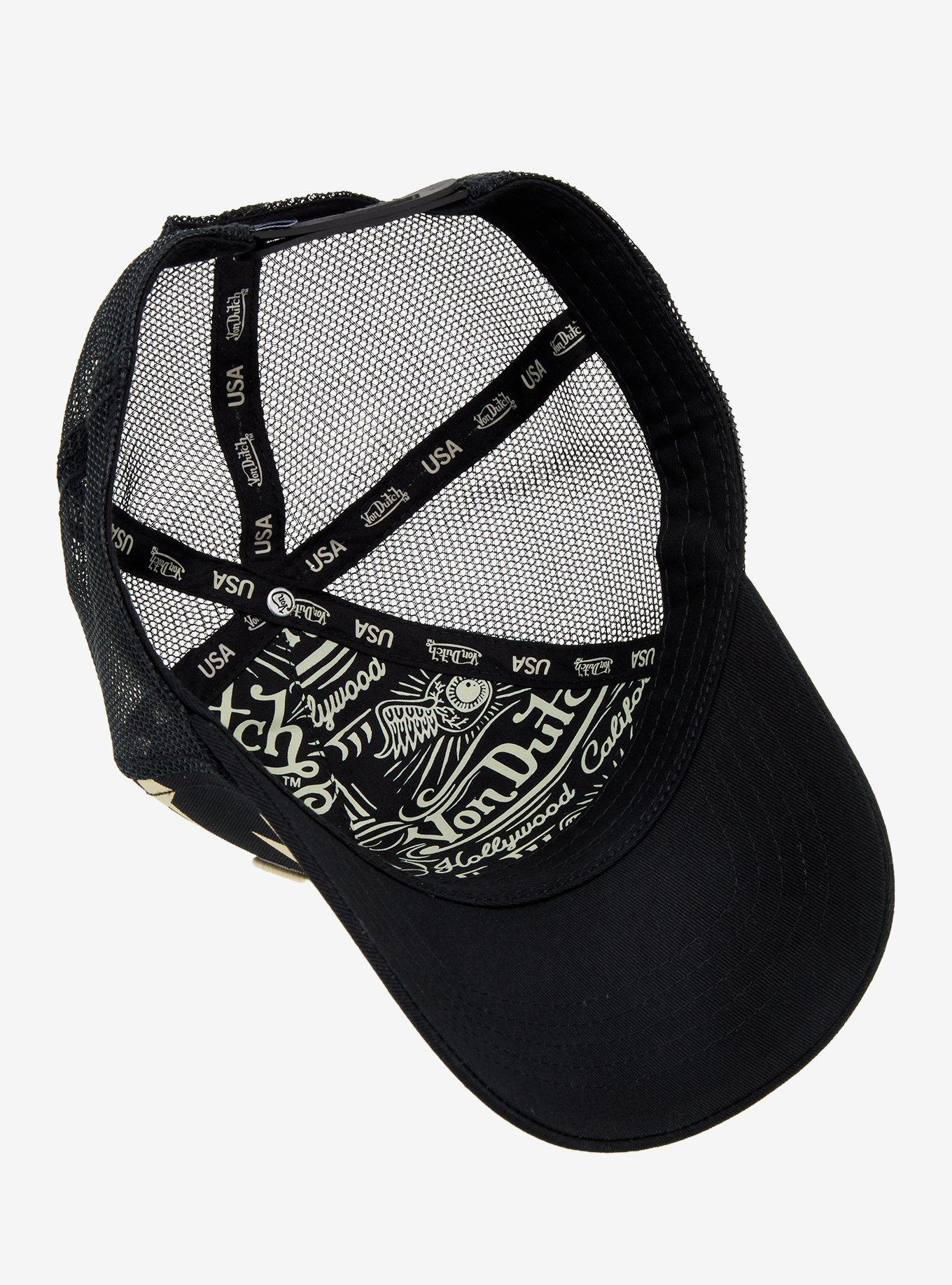 Von Dutch Black & Cream Star Logo Trucker Hat, , alternate
